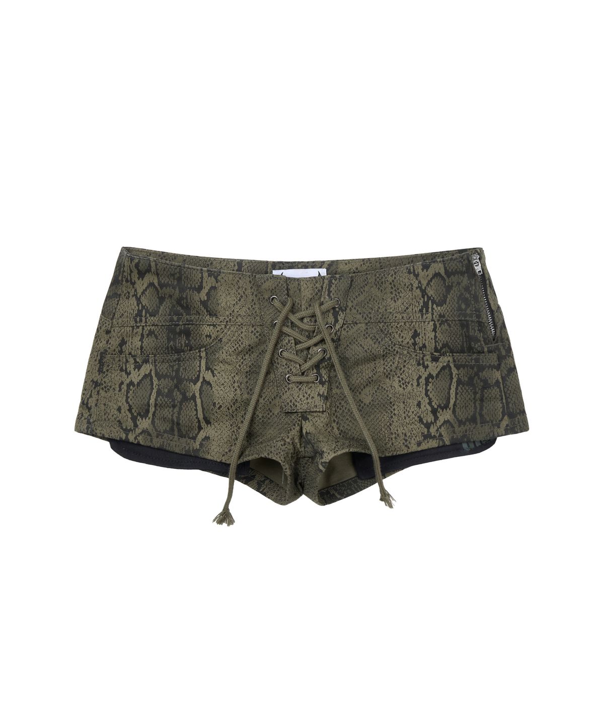 길라아카이브(GILAARCHIVE) PYTHON LACE-UP COTTON SHORTS_OLIVE