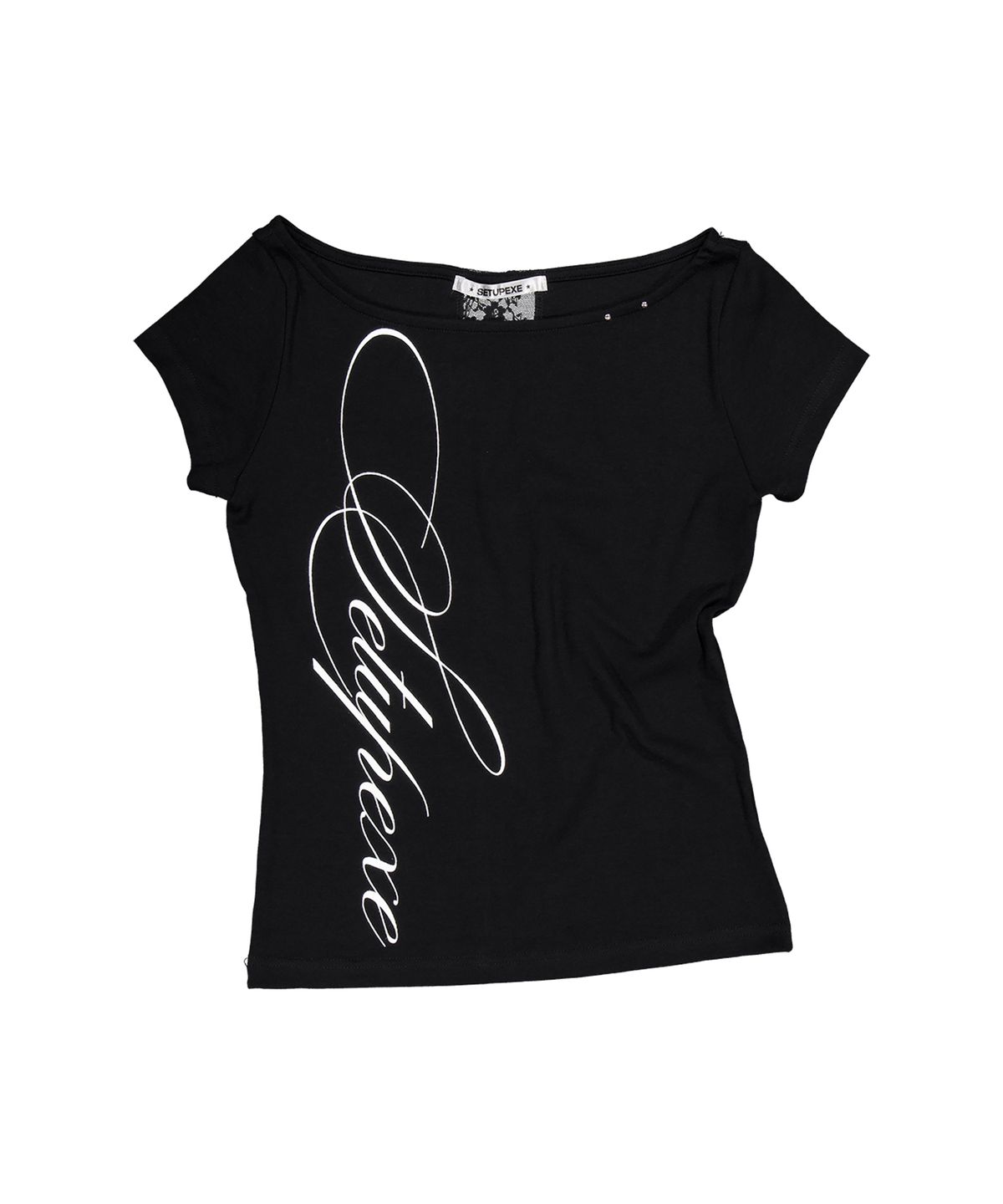 셋업이엑스이(SETUP-EXE) LACE CROSS T-SHIRT / BLACK