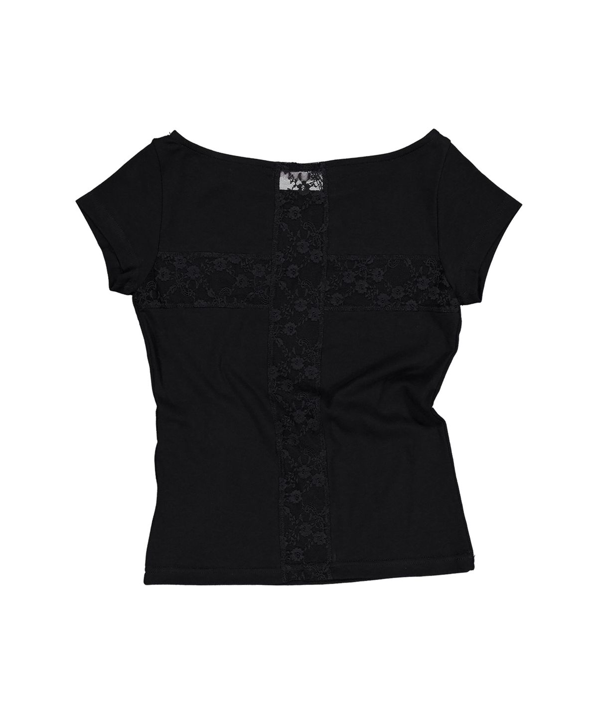 셋업이엑스이(SETUP-EXE) LACE CROSS T-SHIRT / BLACK