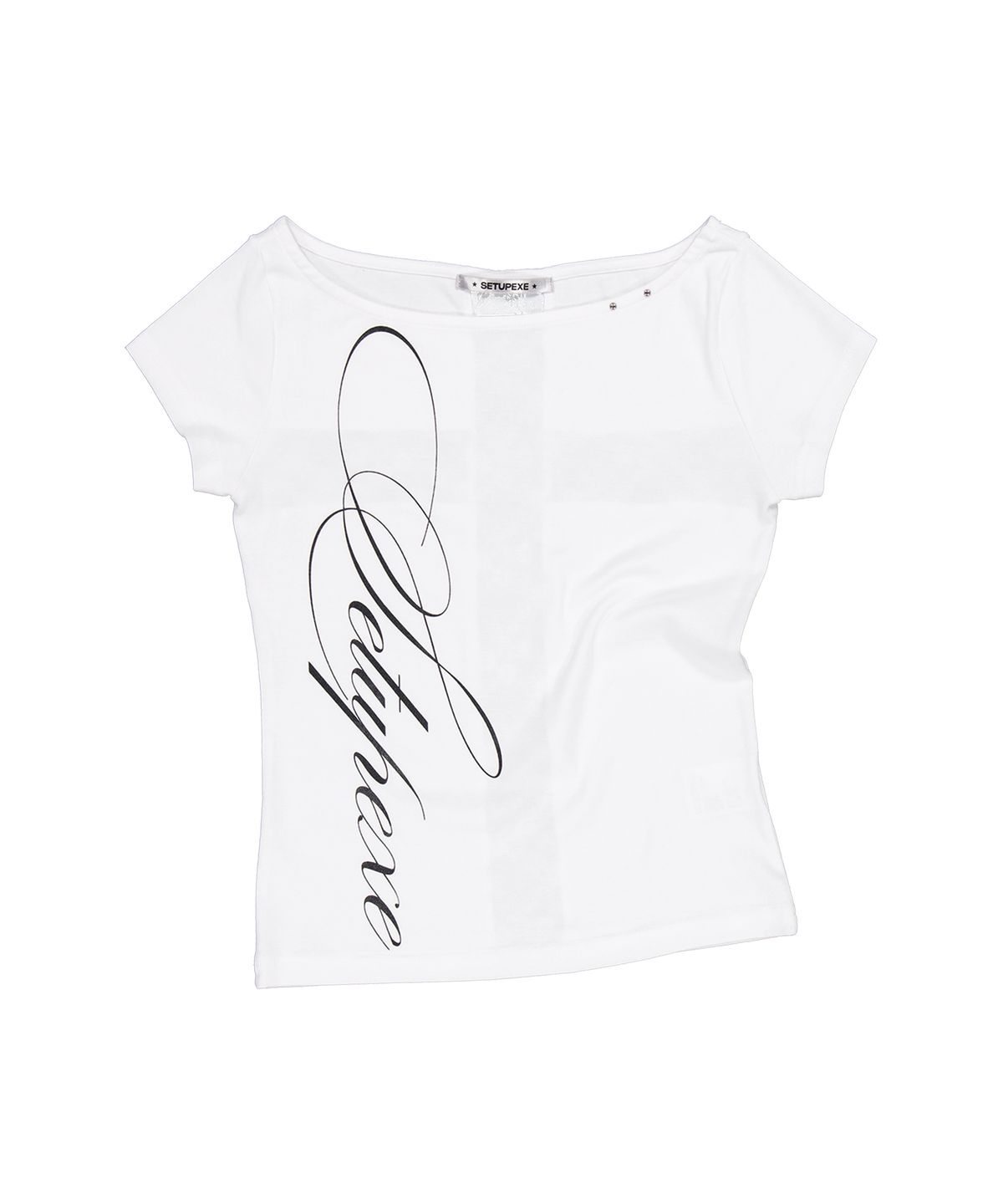 셋업이엑스이(SETUP-EXE) LACE CROSS T-SHIRT / WHITE