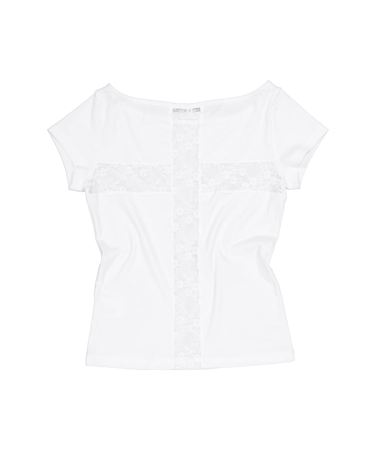 셋업이엑스이(SETUP-EXE) LACE CROSS T-SHIRT / WHITE
