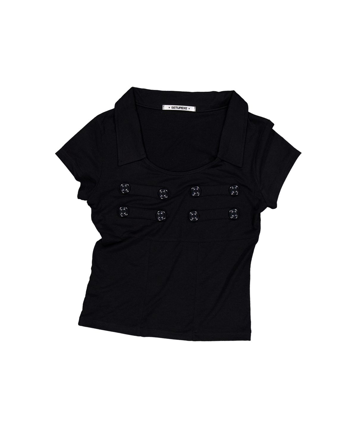 셋업이엑스이(SETUP-EXE) NAPOLEON COLLAR TOP / BLACK