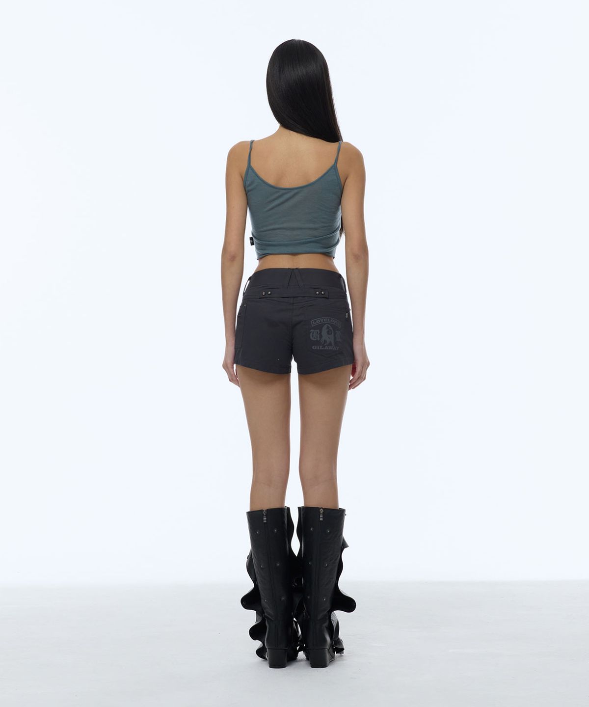 길라아카이브(GILAARCHIVE) RAW CUT-OFF CROP TANK TOP_GREEN