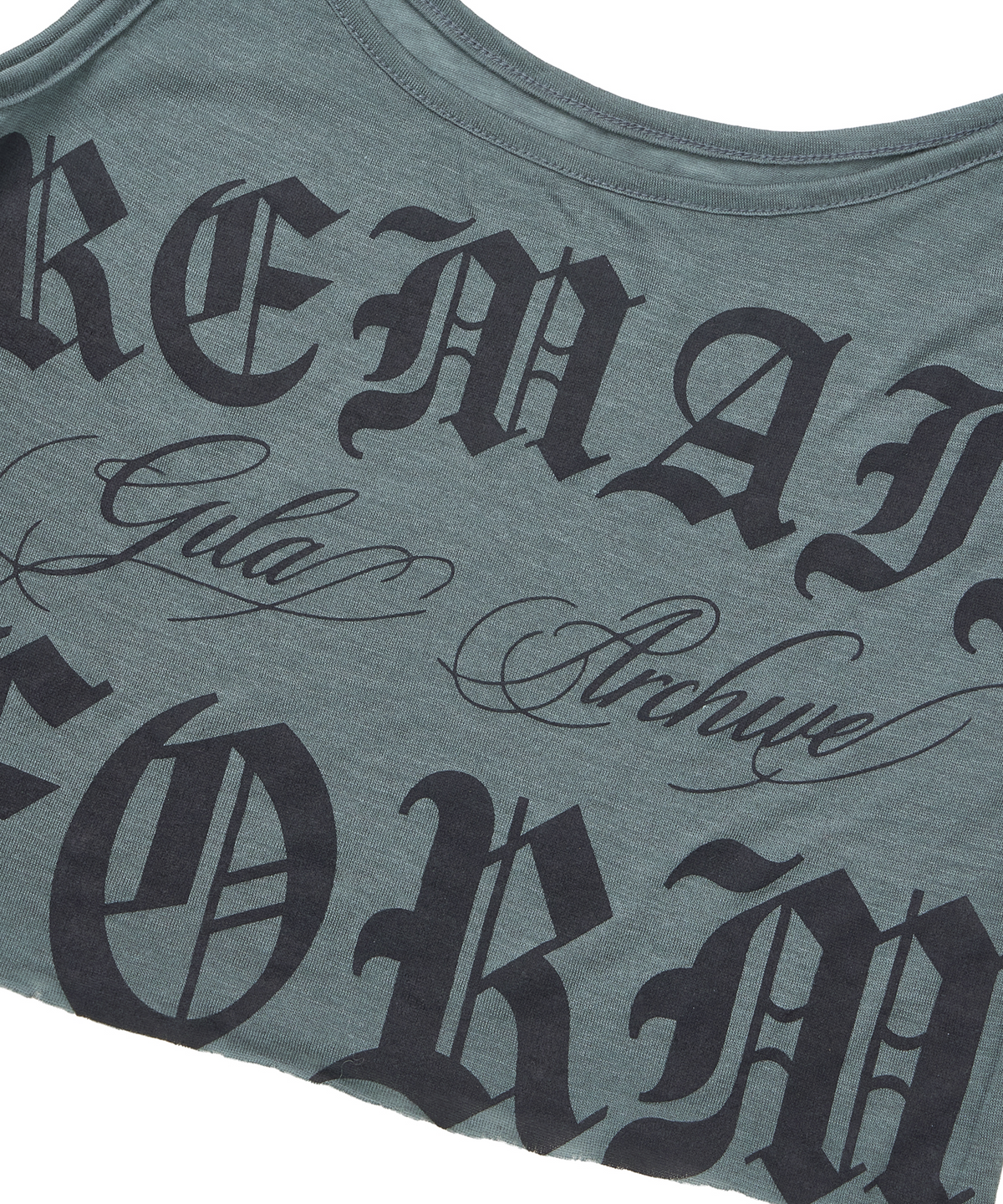 길라아카이브(GILAARCHIVE) RAW CUT-OFF CROP TANK TOP_GREEN