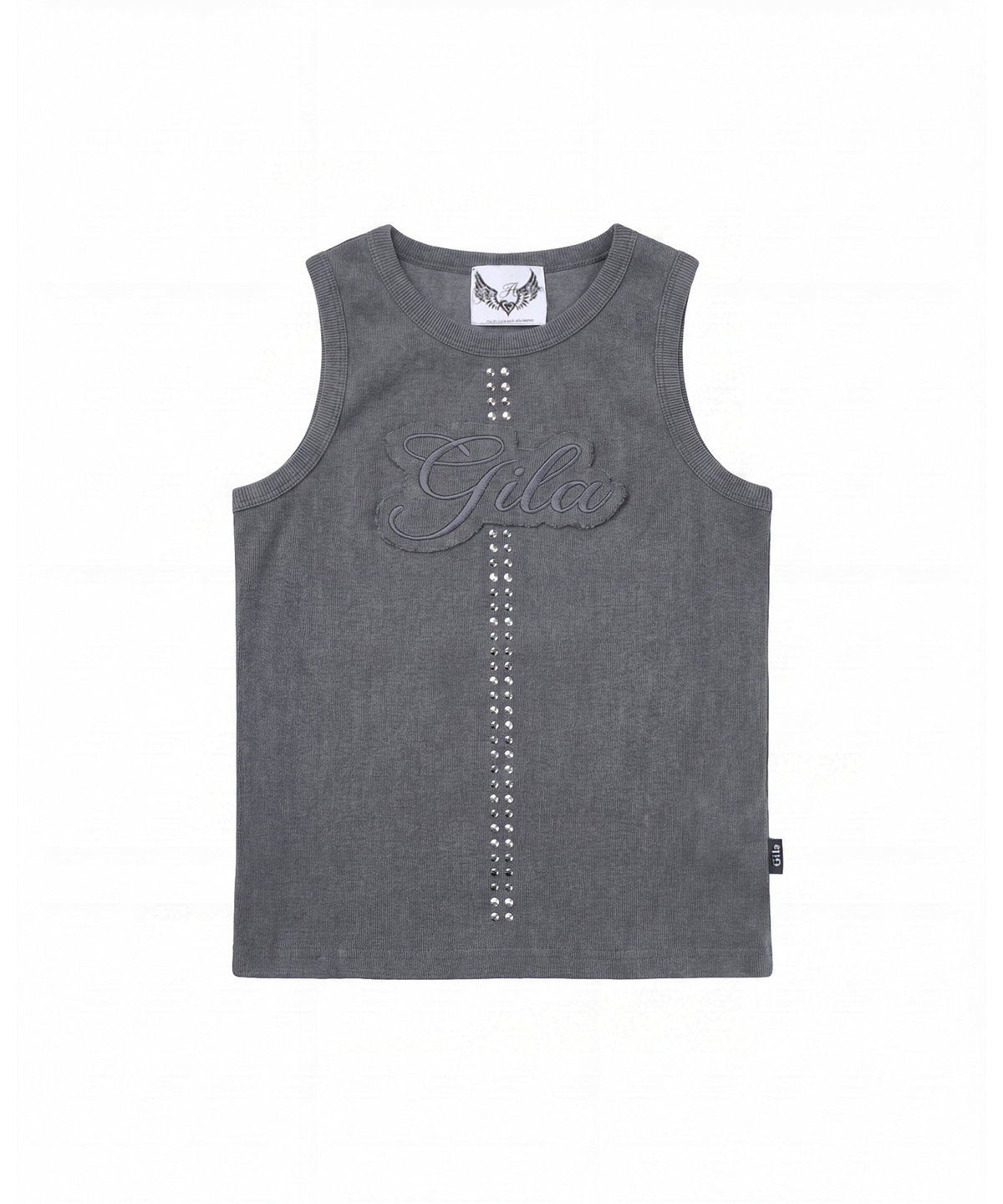 길라아카이브(GILAARCHIVE) STUD PATCH LOGO DYED SLEEVELESS_CHARCOAL