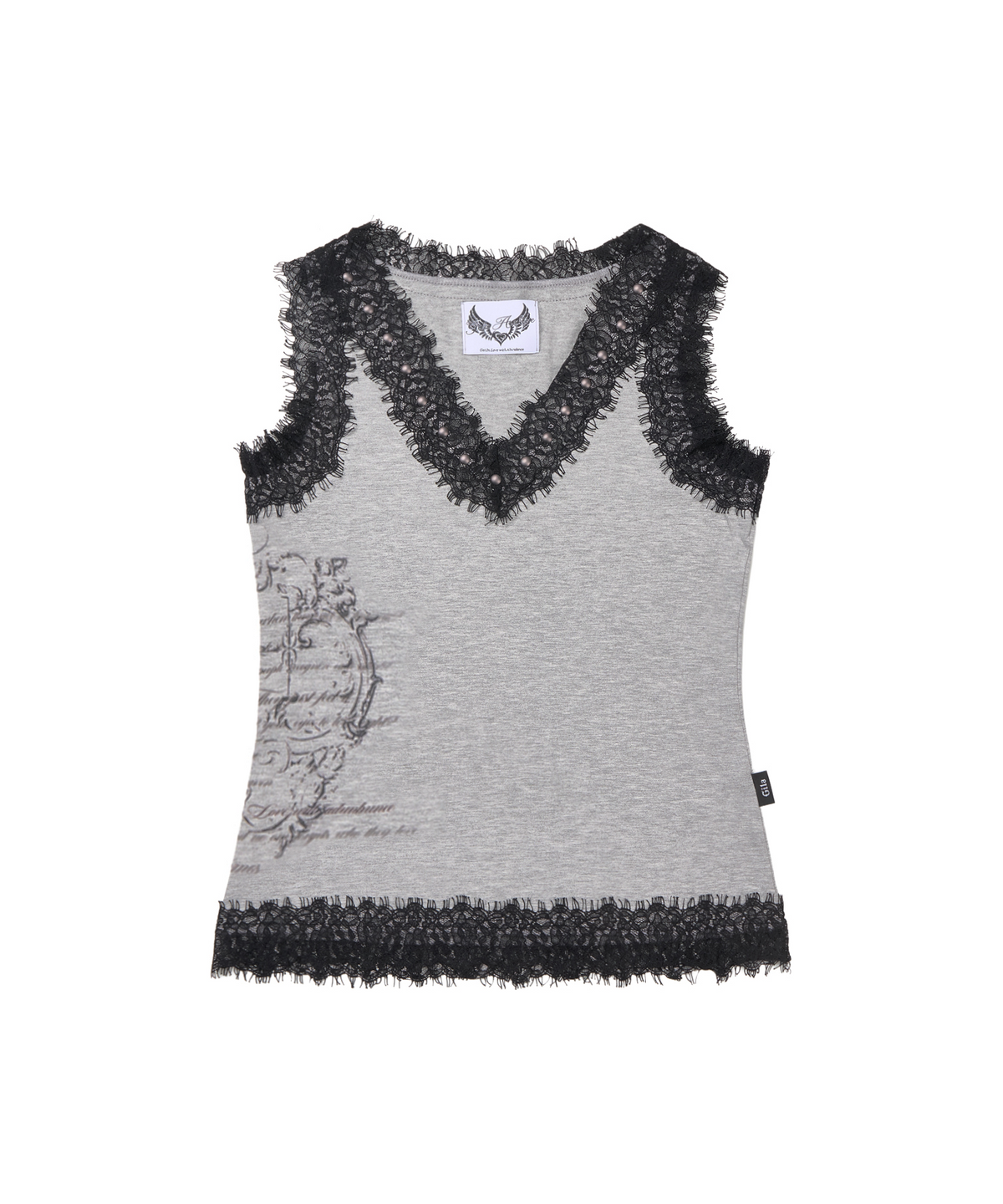 길라아카이브(GILAARCHIVE) LACE BLUR GRAPHIC SLEEVELESS_GREY