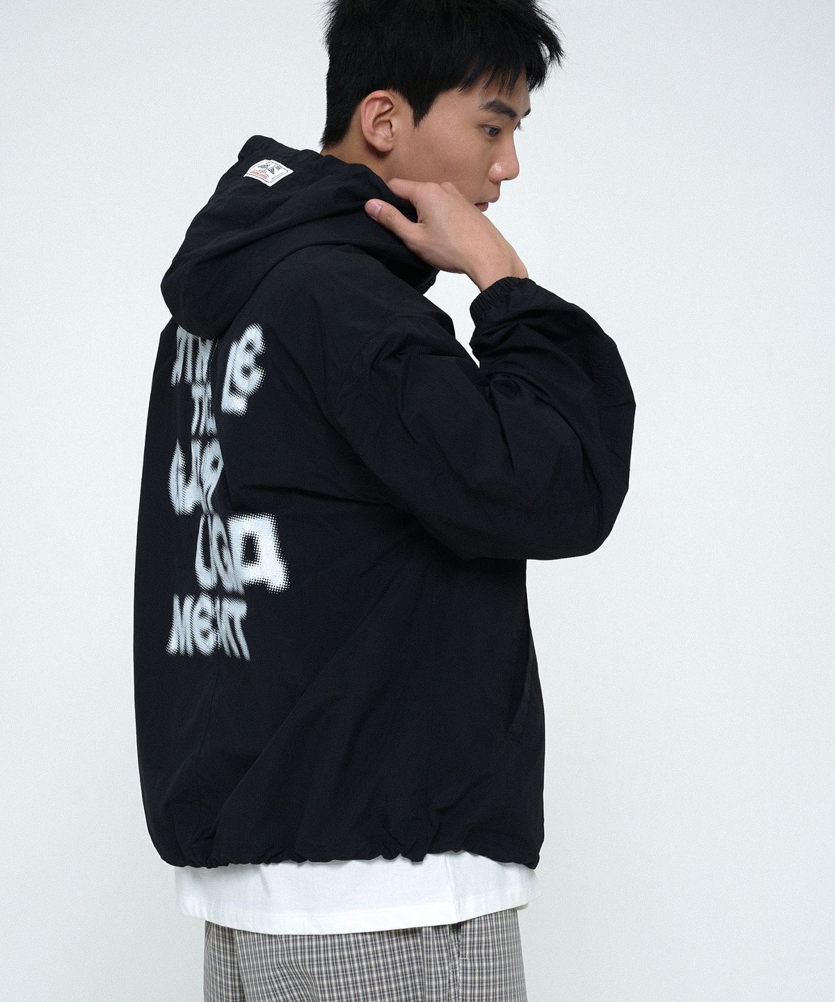 유니버스 가먼트(UNIVERSE GARMENT) 데일리 후드 윈드 브레이커 점퍼_BLACK