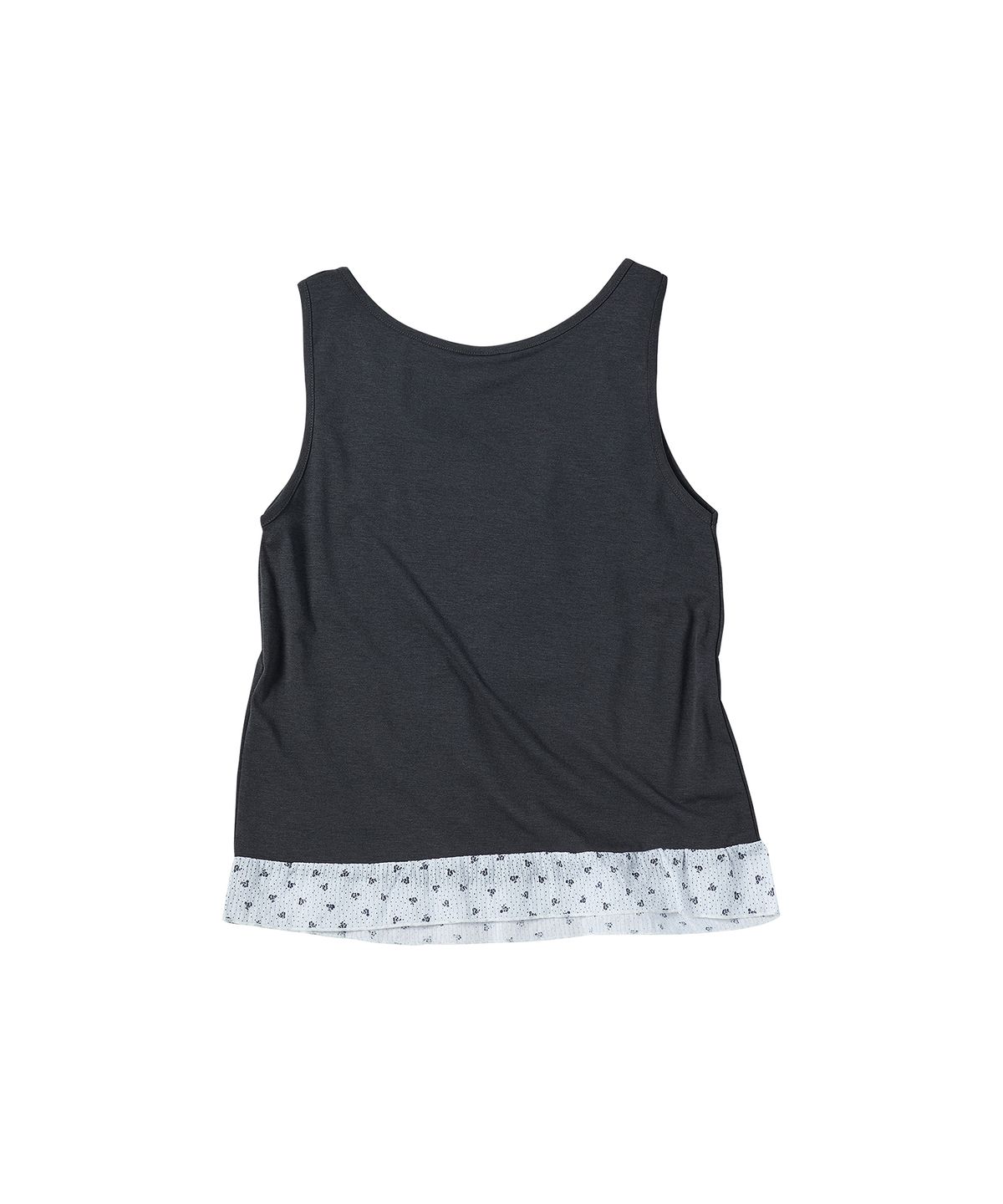 꼬모니노즈(COMONINOZ) W FLOWER LAYERED SLEEVELESS [DEEP GRAY]