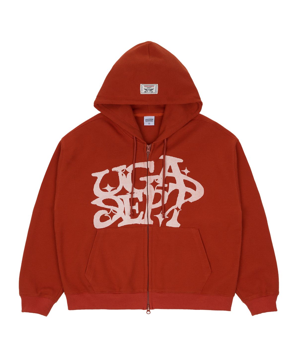 유니버스 가먼트(UNIVERSE GARMENT) 그래피티 와플 후드 집업_ORANGE