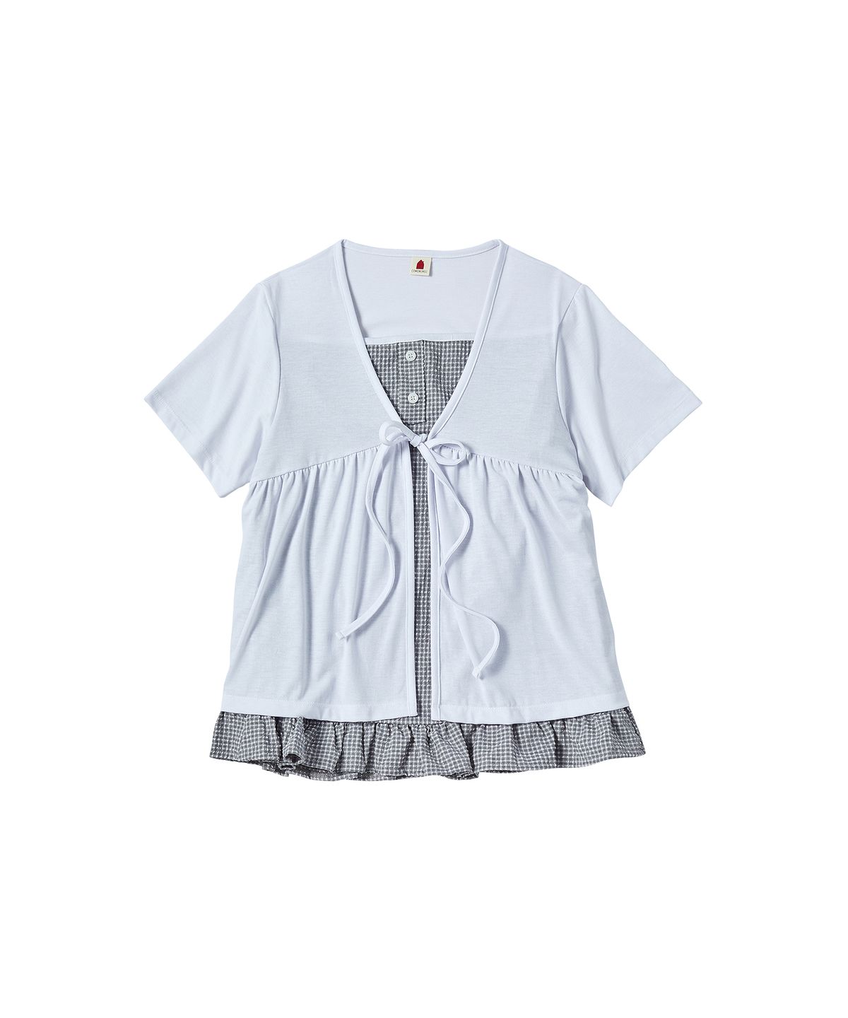 꼬모니노즈(COMONINOZ) W CHECK SHORTS CARDIGAN [WHITE]