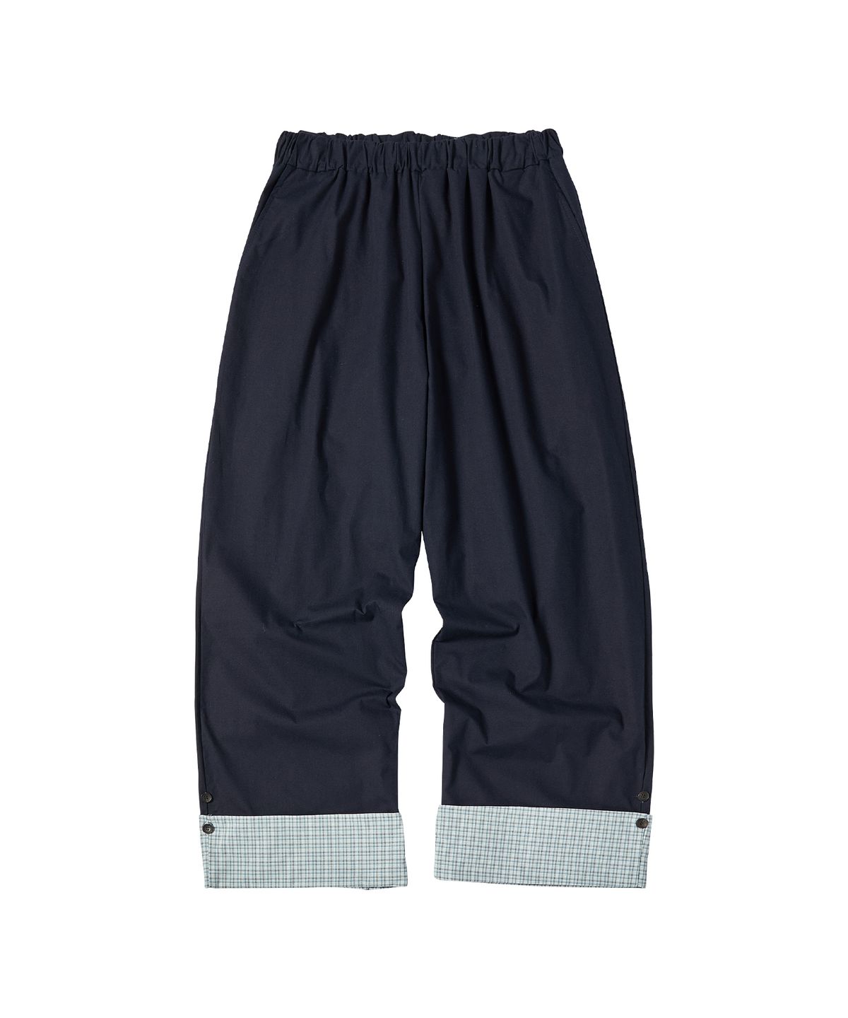 꼬모니노즈(COMONINOZ) W CHECK ROLLUP PANTS [NAVY]