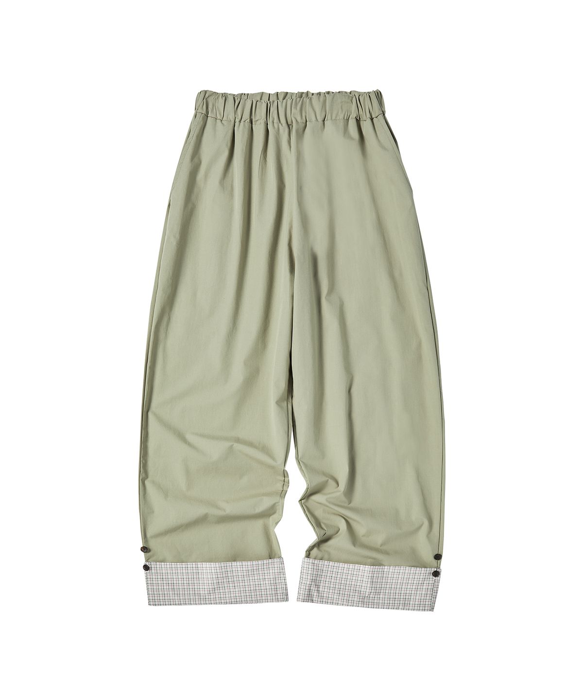 꼬모니노즈(COMONINOZ) W CHECK ROLLUP PANTS [KHAKI]