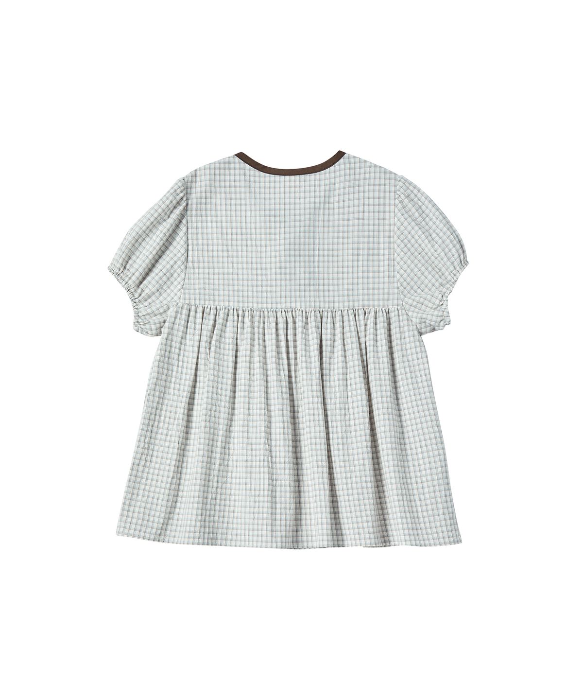 꼬모니노즈(COMONINOZ) W CHECK HALF BLOUSE [IVORY]