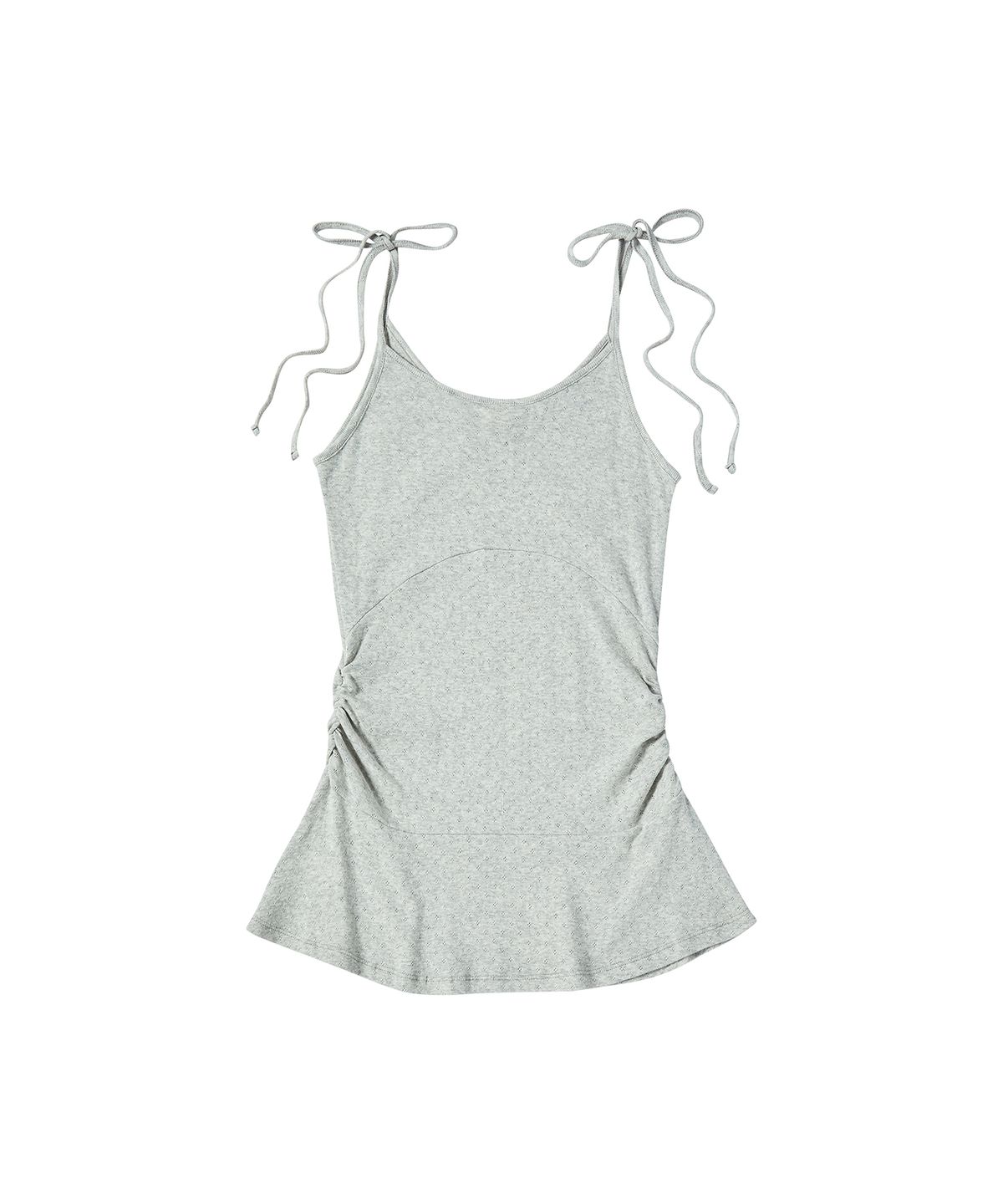 꼬모니노즈(COMONINOZ) W EYELET SHIRRING LONG SLEEVELESS [LIGHT GRAY]