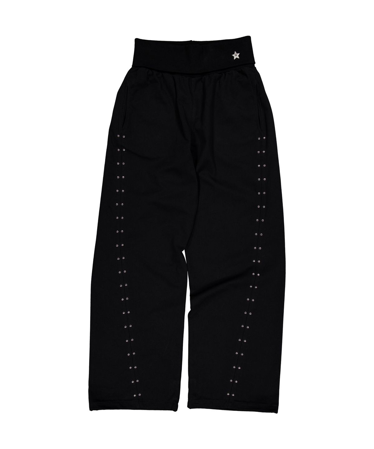셋업이엑스이(SETUP-EXE) FOLDED WAIST STUD PANTS / BLACK