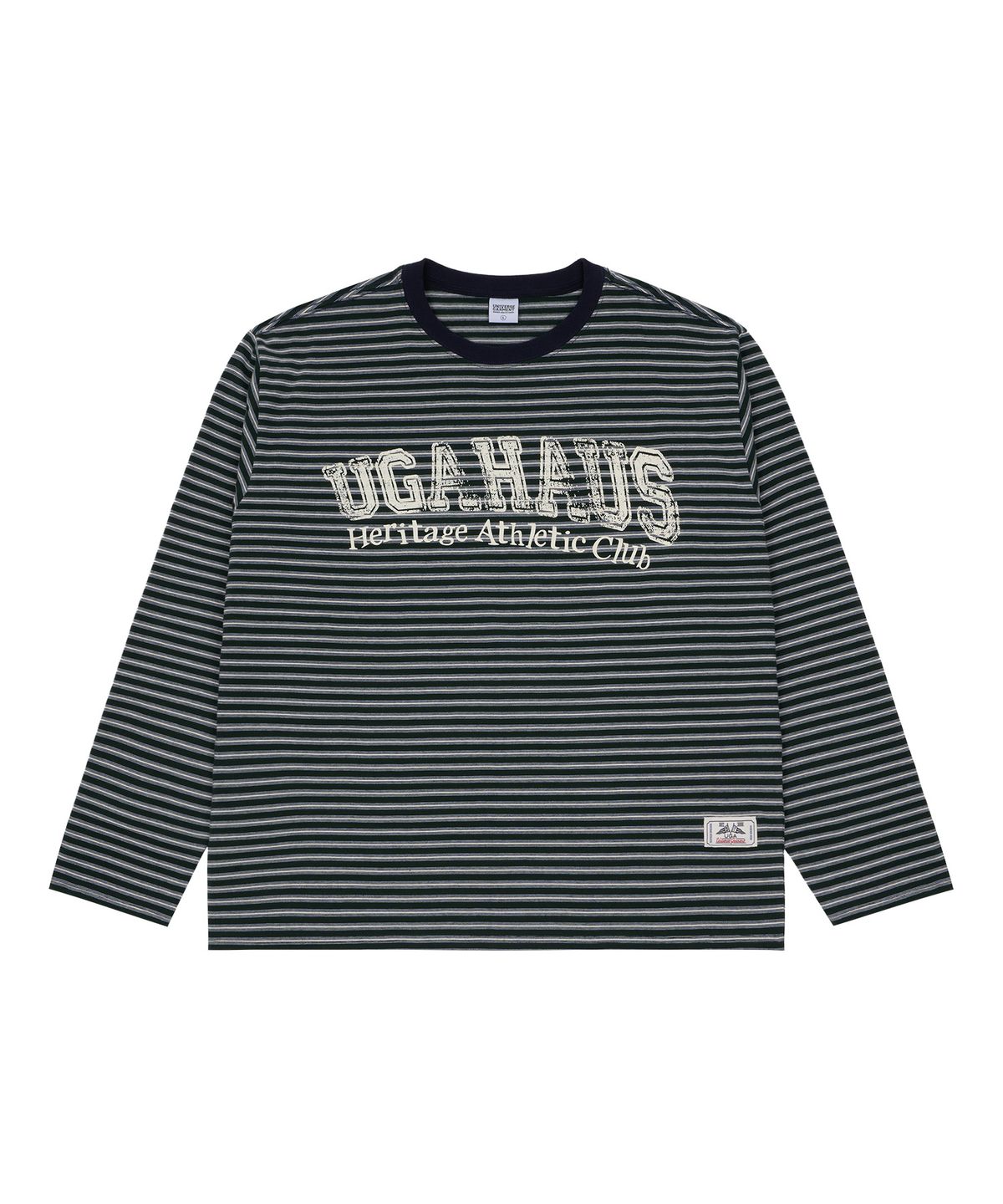 유니버스 가먼트(UNIVERSE GARMENT) 멀티 스트라이프 그래픽 티셔츠_GREEN