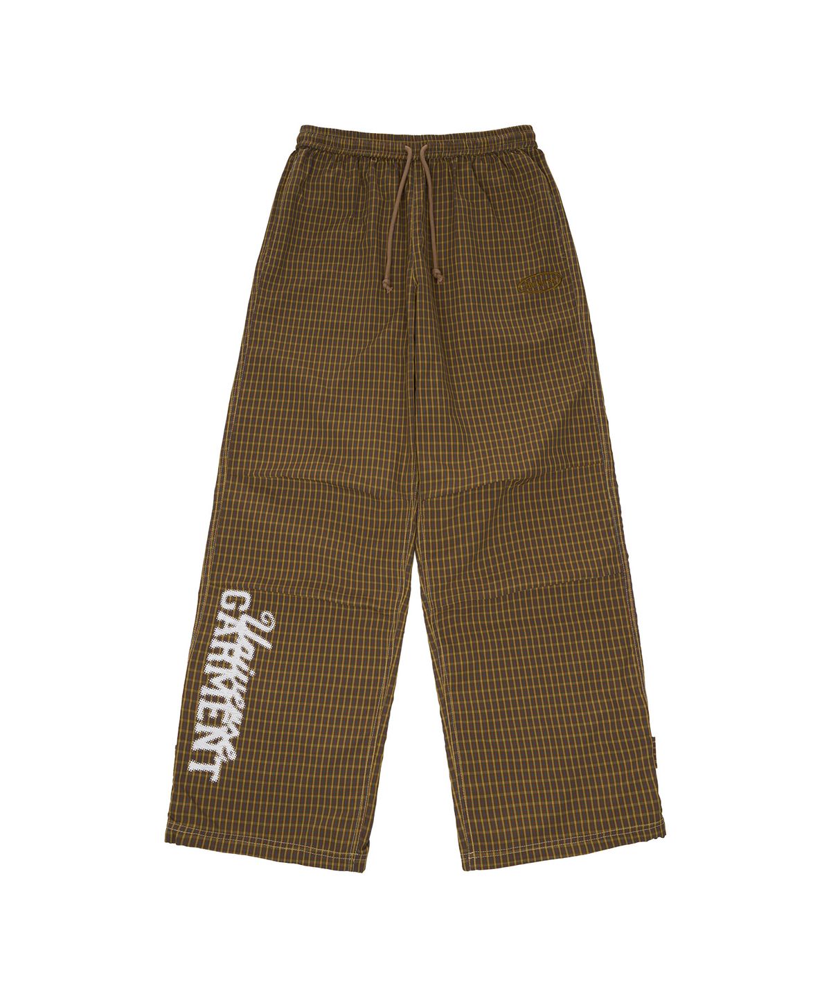 유니버스 가먼트(UNIVERSE GARMENT) 체크 파라슈트 팬츠_BROWN