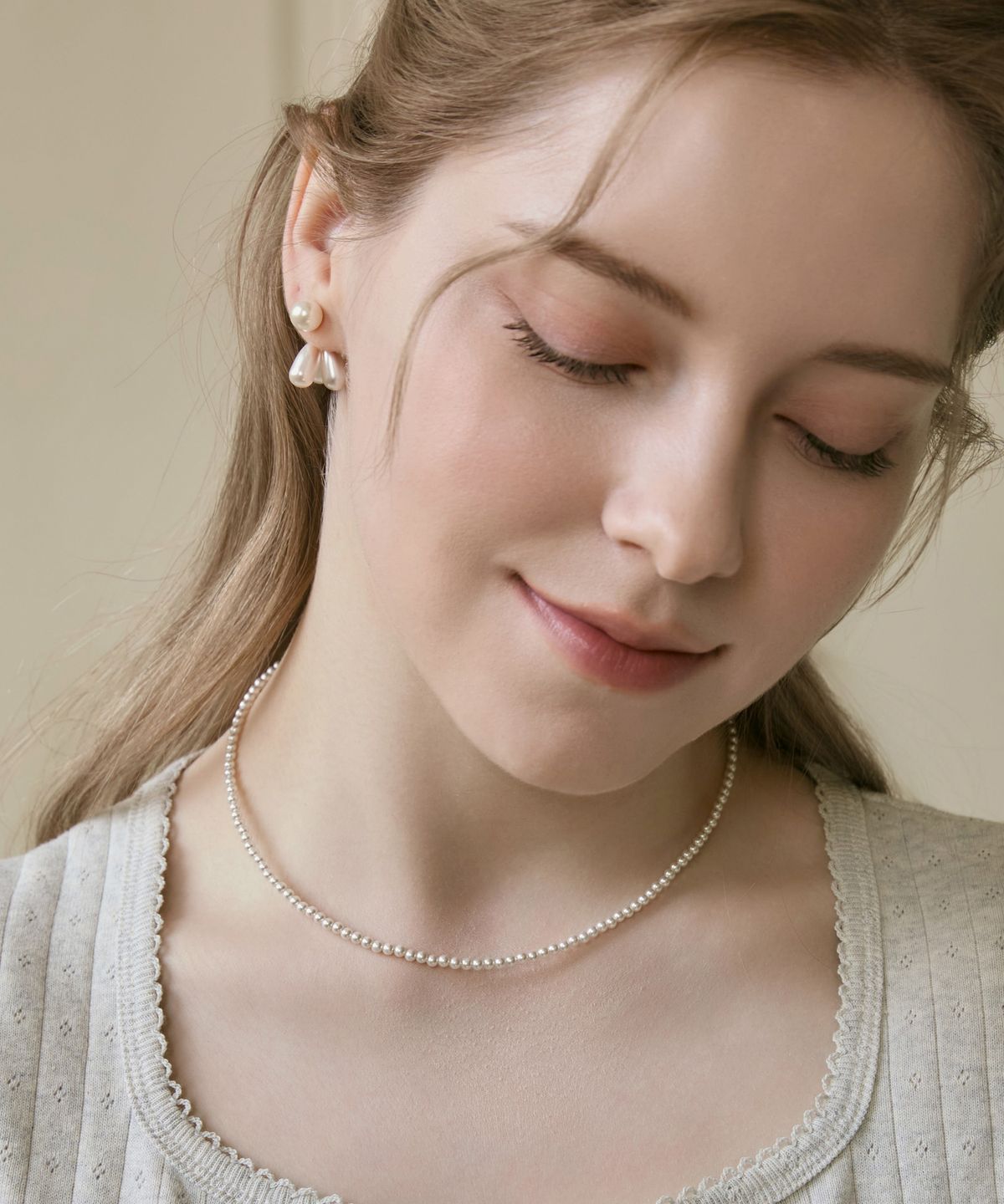 디모멘트(DMOMENT) (925 Silver) Soft Pearl Line Necklace