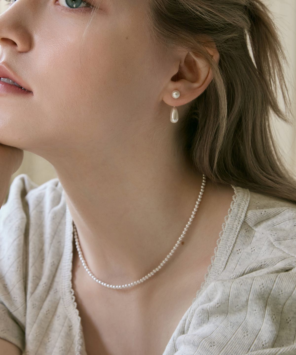디모멘트(DMOMENT) (925 Silver) Soft Pearl Line Necklace