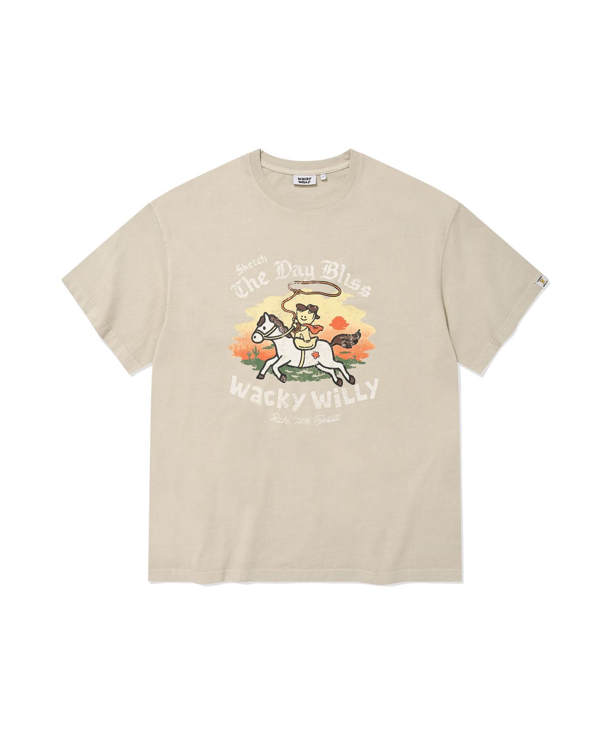 와키윌리(WACKY WILLY) 키키 라이딩 반팔티셔츠 에크루