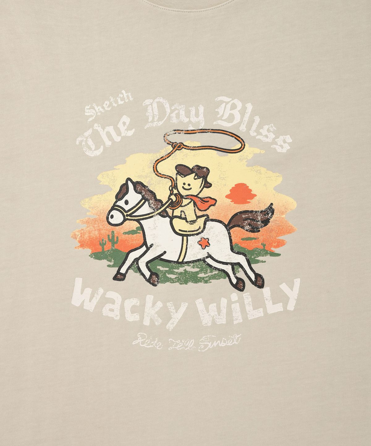 와키윌리(WACKY WILLY) 키키 라이딩 반팔티셔츠 에크루