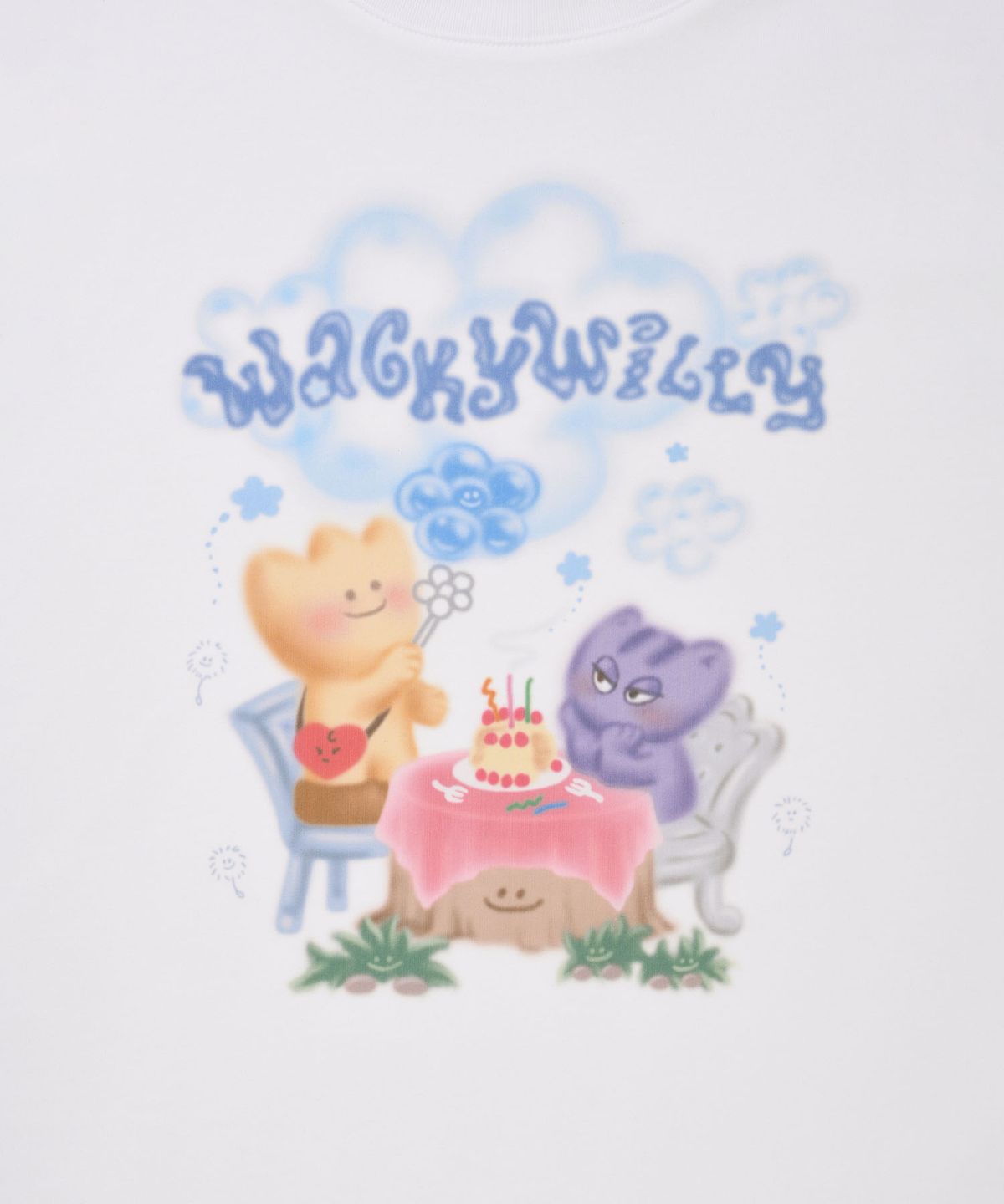 와키윌리(WACKY WILLY) 우먼스 그래픽 세미오버 반팔티셔츠 화이트