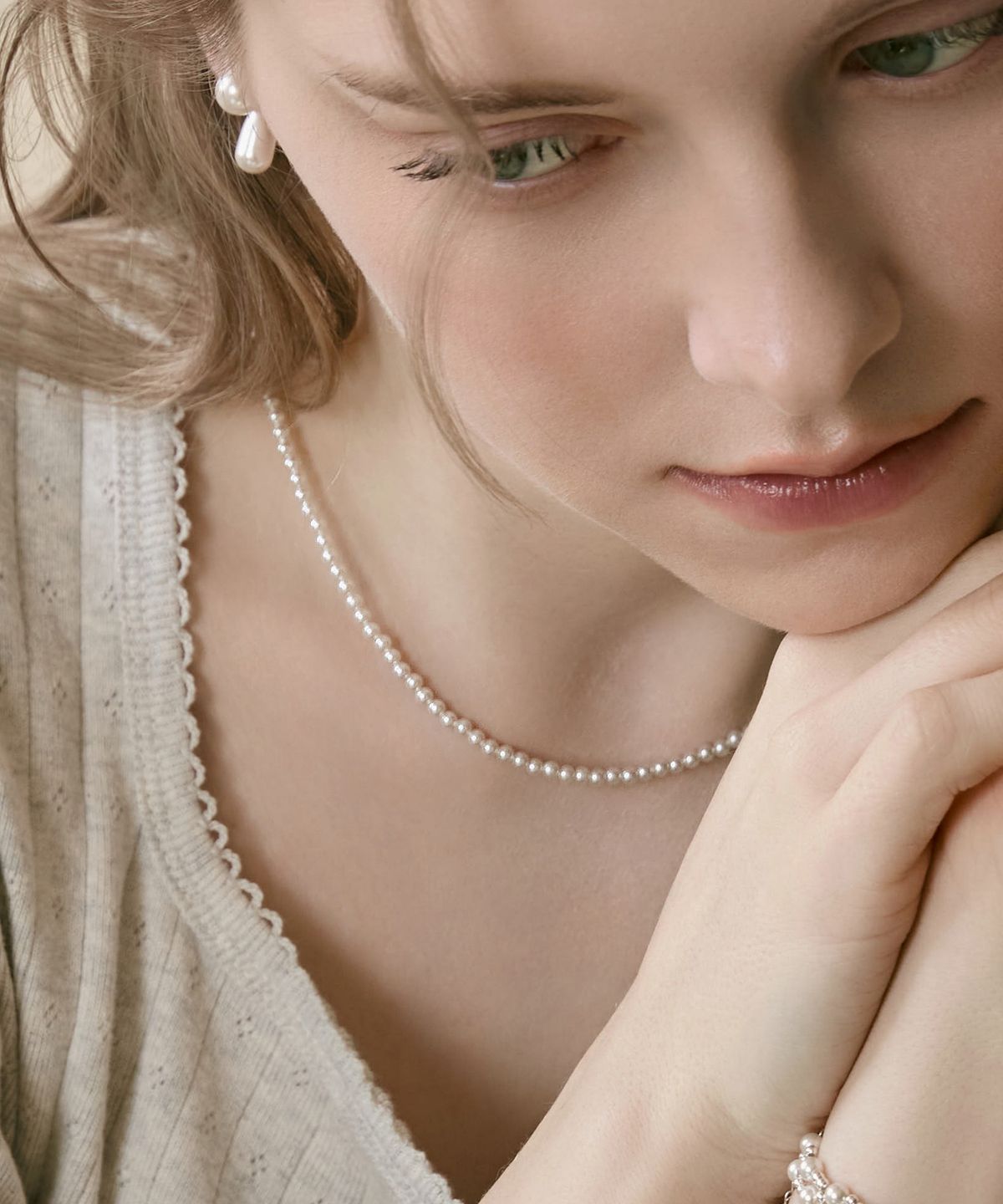 디모멘트(DMOMENT) (925 Silver) Pearl Bead Line Set