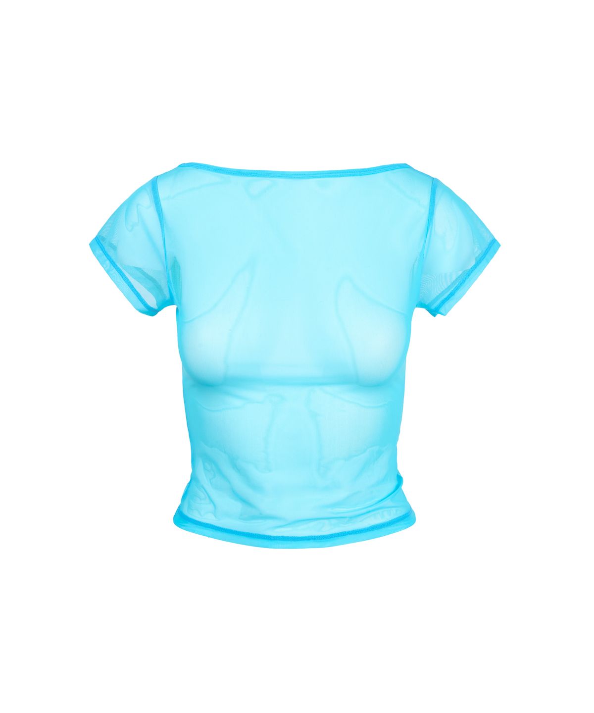 길라아카이브(GILAARCHIVE) LETTERING LOGO BACKLESS SHEER CROP TOP_BLUE