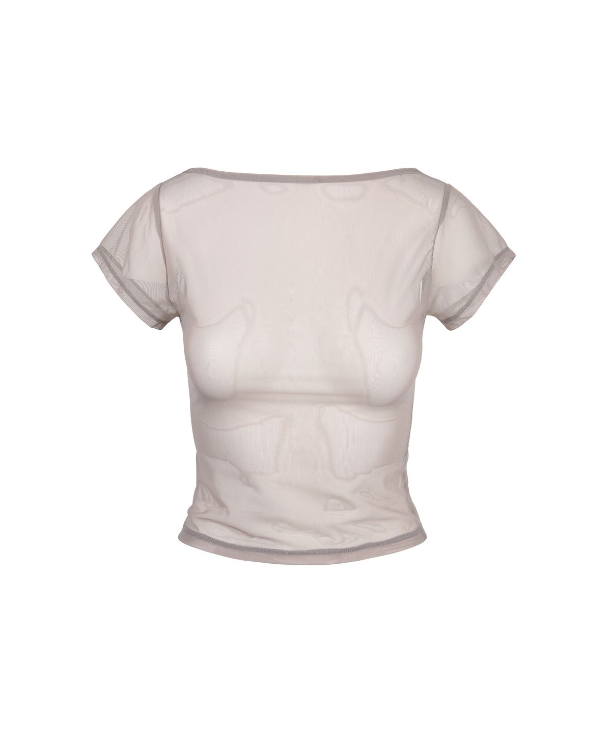 길라아카이브(GILAARCHIVE) LETTERING LOGO BACKLESS SHEER CROP TOP_GREY