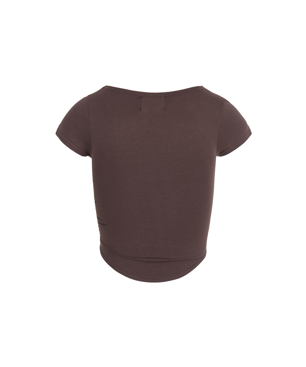 길라아카이브(GILAARCHIVE) LACE CROSS PATCHED BUTTON CROP T-SHIRTS_BROWN