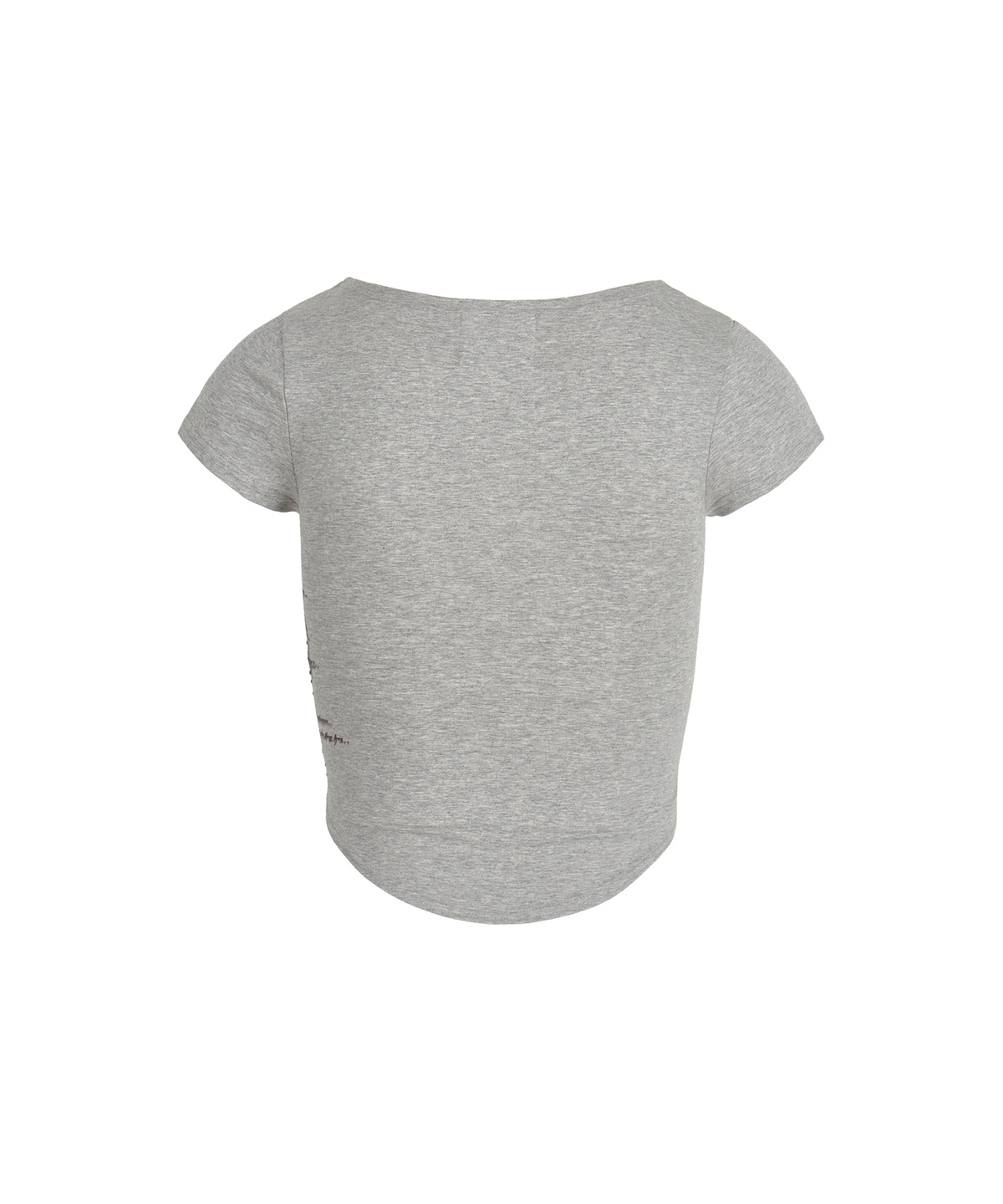 길라아카이브(GILAARCHIVE) LACE CROSS PATCHED BUTTON CROP T-SHIRTS_GREY