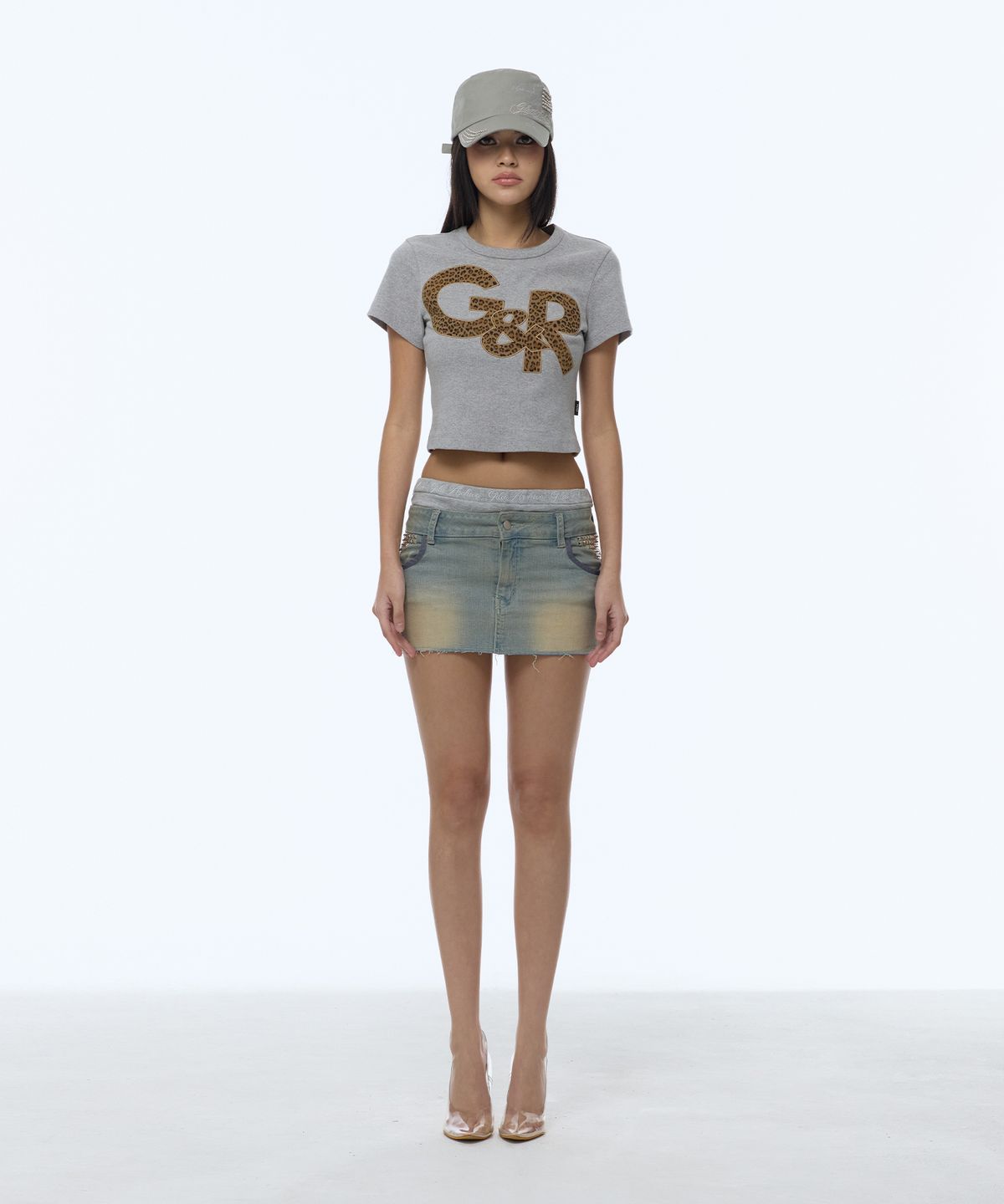 길라아카이브(GILAARCHIVE) G&R LOGO CROP TOP_GREY