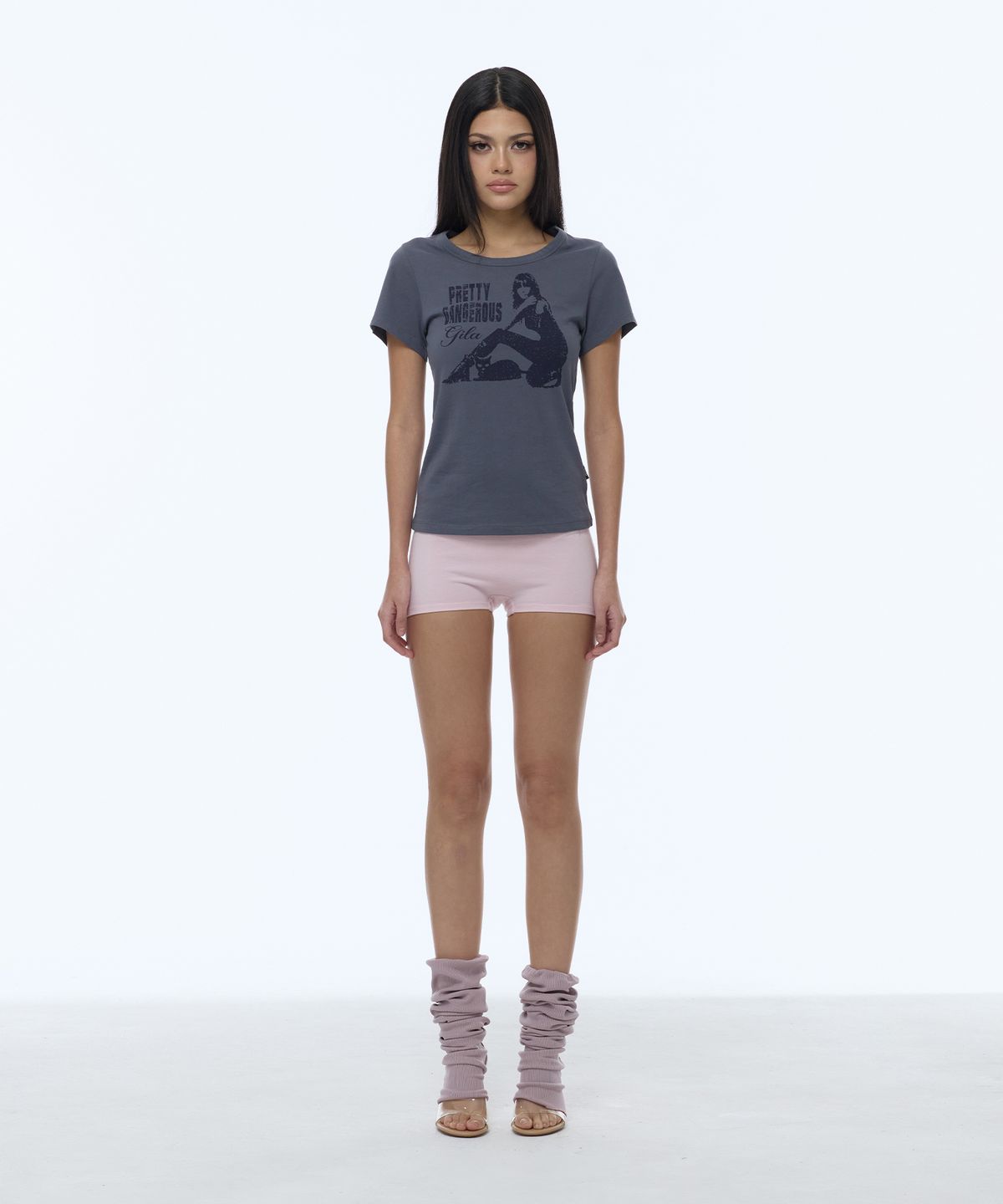 길라아카이브(GILAARCHIVE) DANGER GIRL CROP T-SHIRTS_NAVY