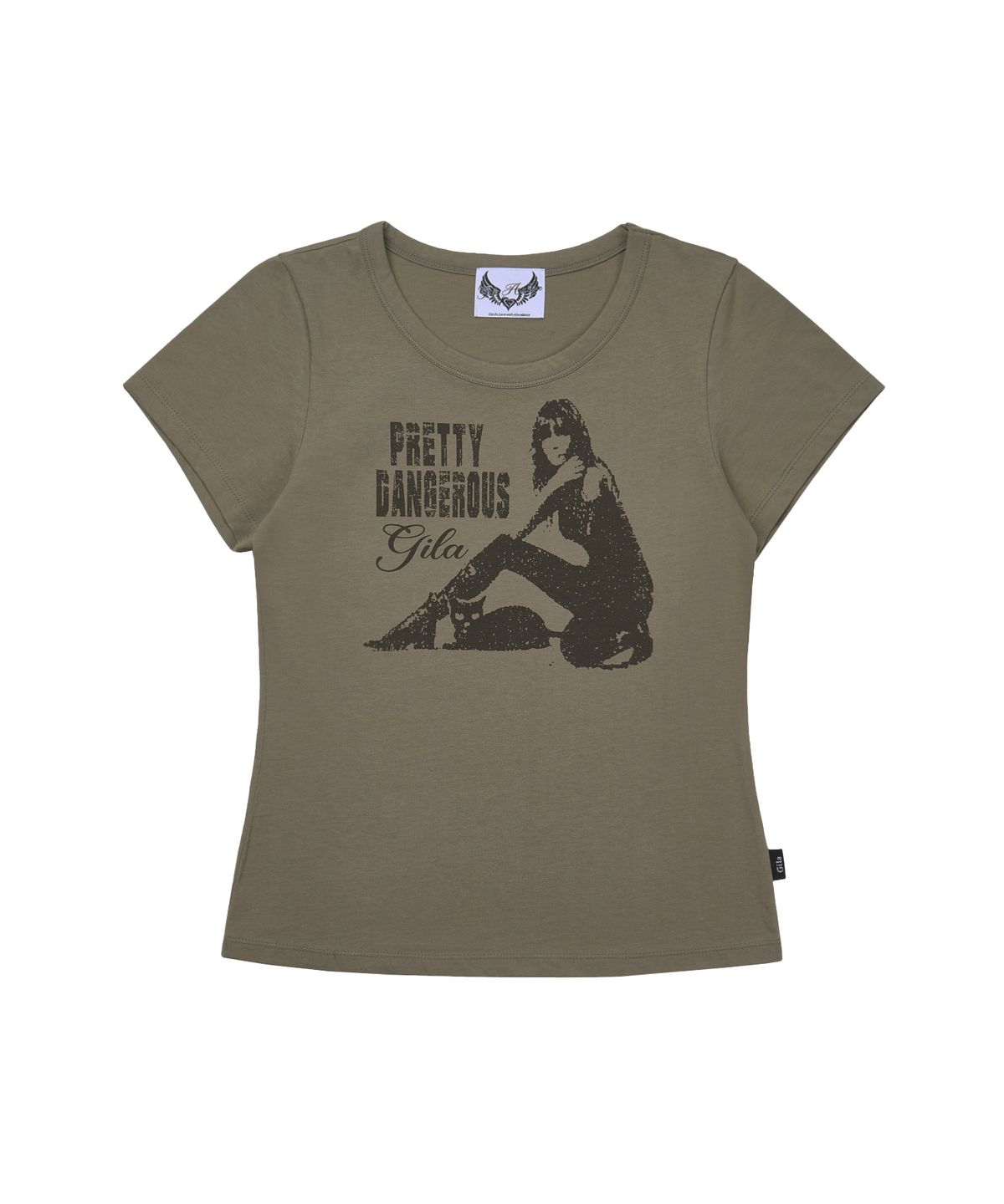 길라아카이브(GILAARCHIVE) DANGER GIRL CROP T-SHIRTS_KHAKI