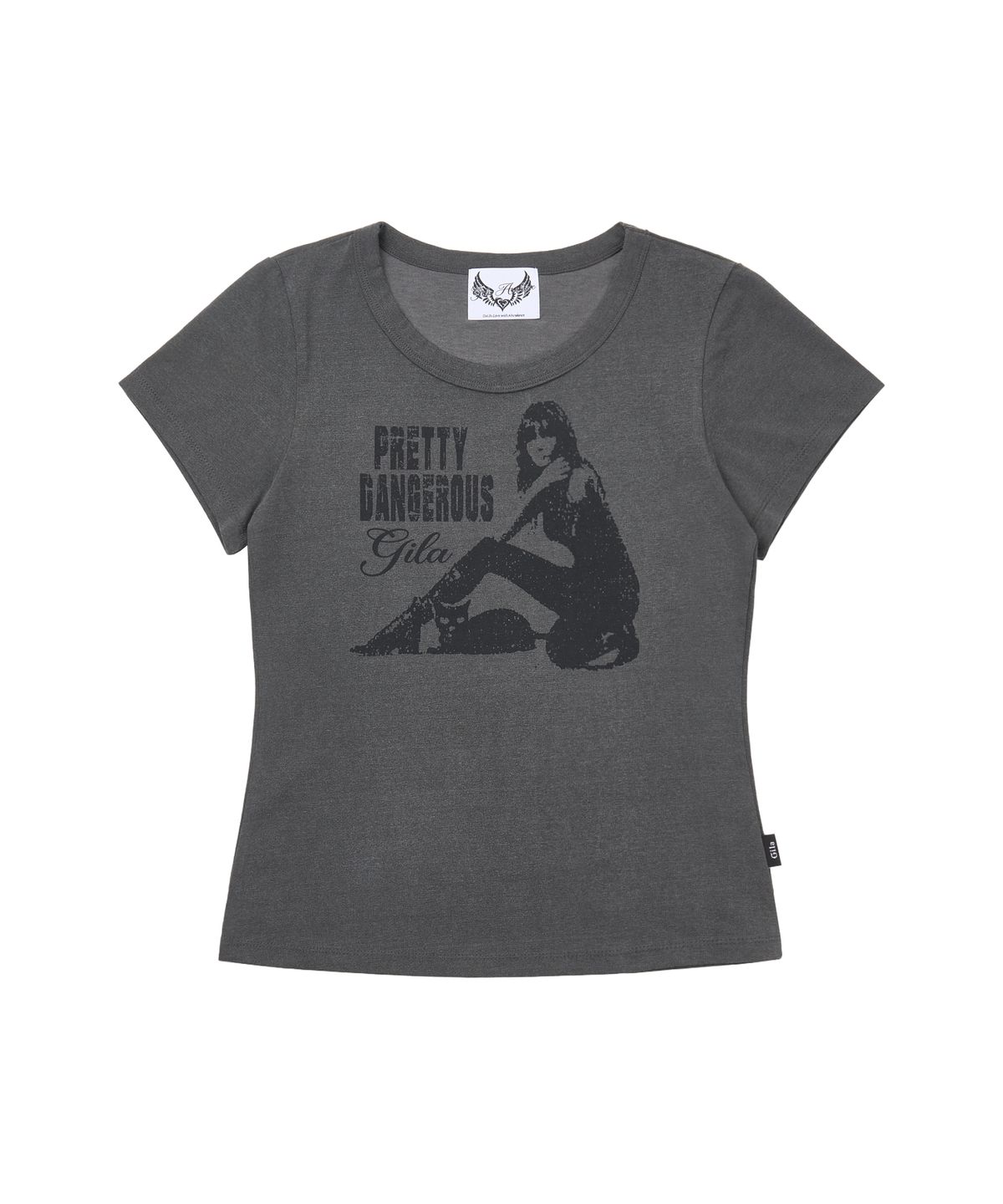 길라아카이브(GILAARCHIVE) DANGER GIRL CROP T-SHIRTS_CHARCOAL