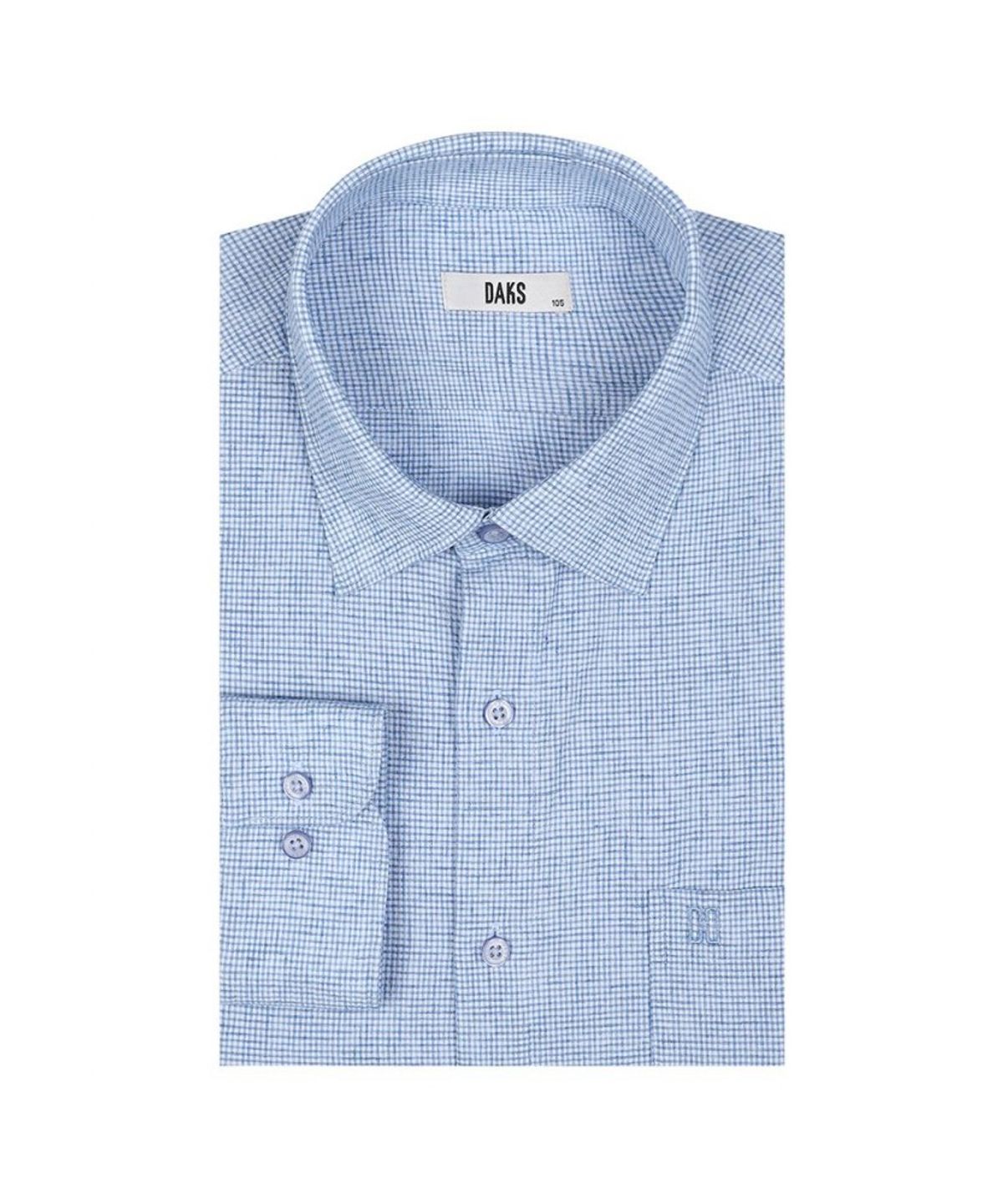 닥스셔츠(DAKS SHIRTS) 린넨혼방 마이크로 체크셔츠 레귤러핏 블루_DLS2SHCL102B1