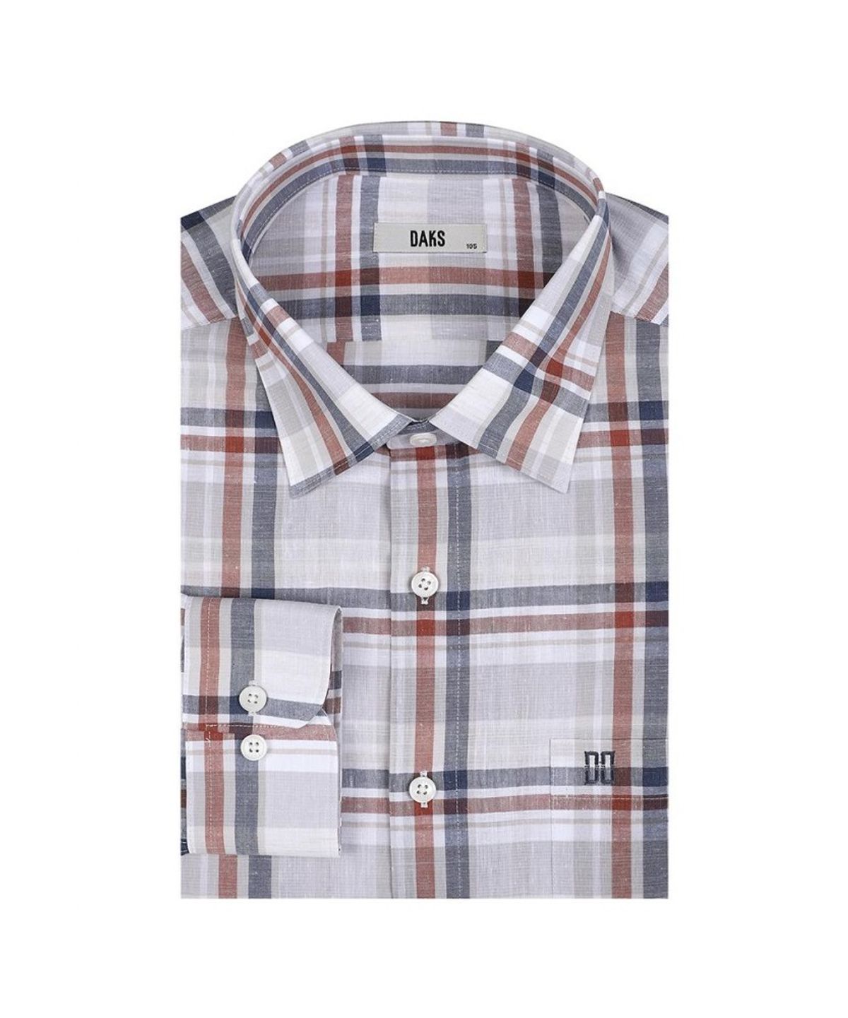 닥스셔츠(DAKS SHIRTS) 린넨혼방 미듐체크 셔츠 레귤러핏 브라운_DLS2SHCL120W1