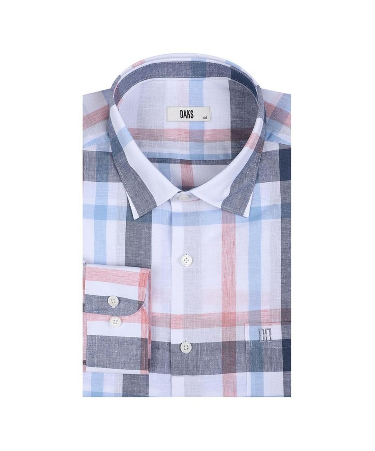 닥스셔츠(DAKS SHIRTS) 린넨혼방 슈퍼빅체크 셔츠 레귤러핏 화이트_DLS2SHCL150A1