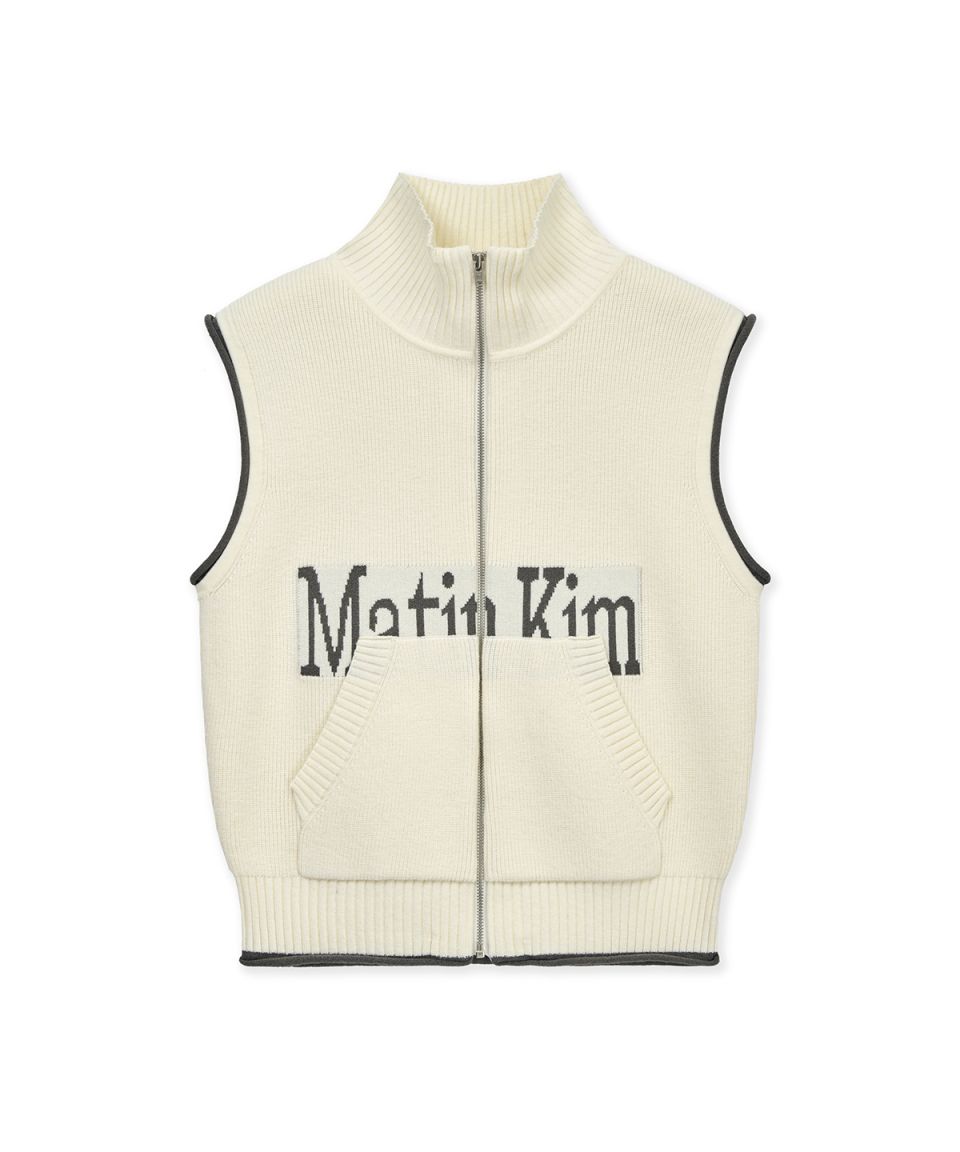 MUSINSA公式 | MATIN KIM MATIN SPELL POINT KNIT ZIP UP VEST IN IVORY