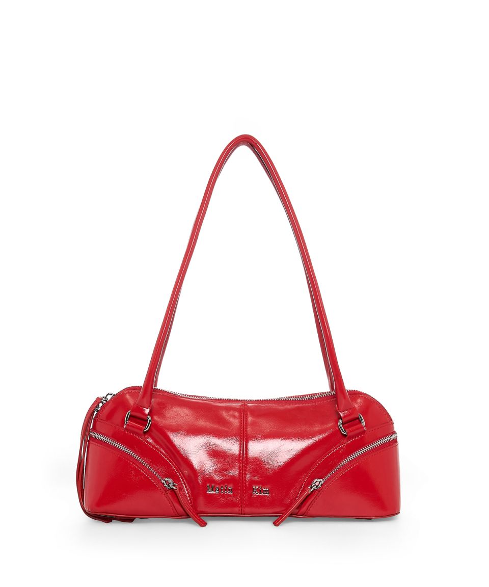 MUSINSA公式 | MATIN KIM CURVE ZIP BAGUETTE BAG IN RED