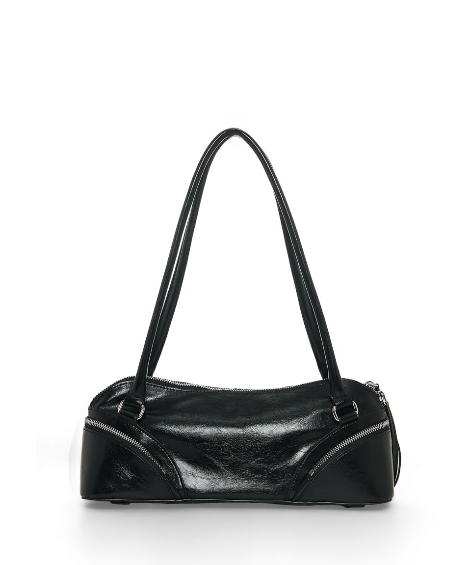 MUSINSA公式 | MATIN KIM CURVE ZIP BAGUETTE BAG IN BLACK