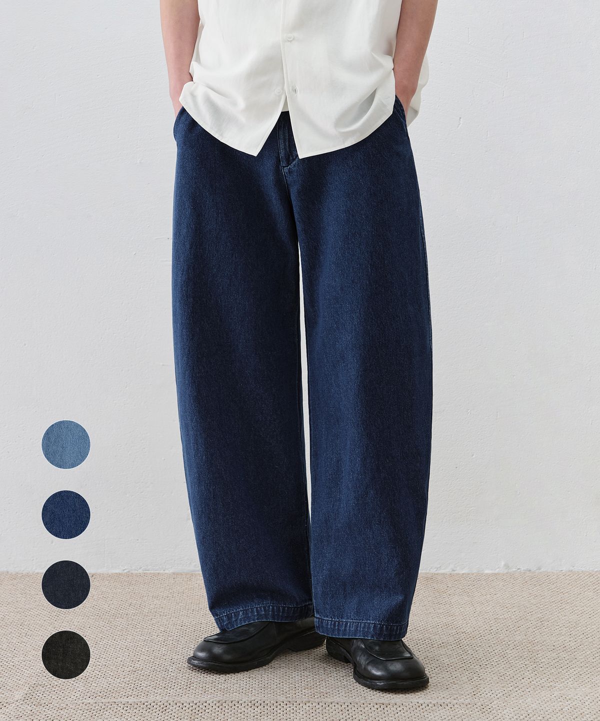드로우핏(DRAW FIT) [젠플록스X드로우핏] 와이드 커브드 린넨 데님 팬츠 [4color]
