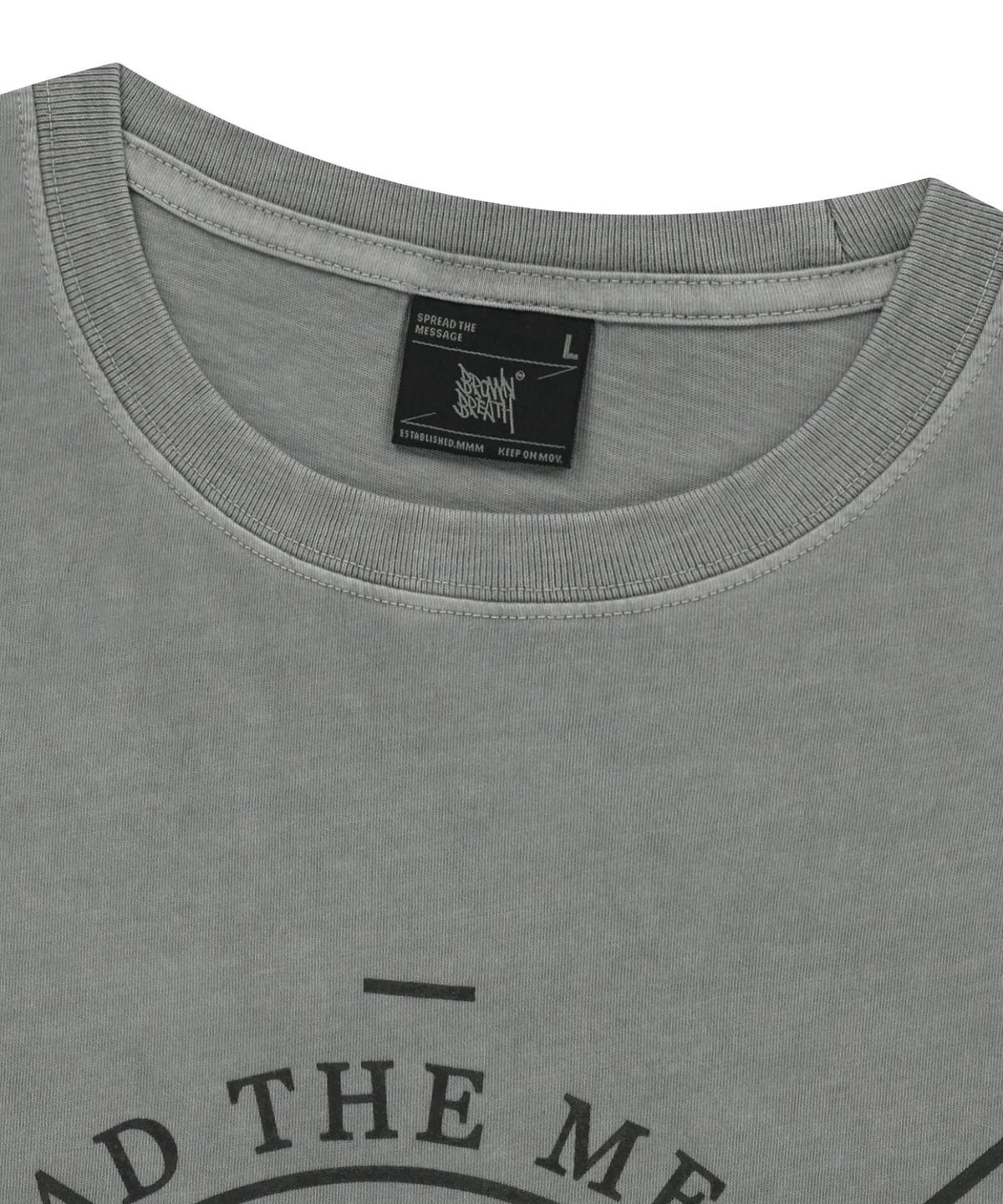 브라운브레스(BROWNBREATH) STAMP TAG PIGMENT TEE - GREY