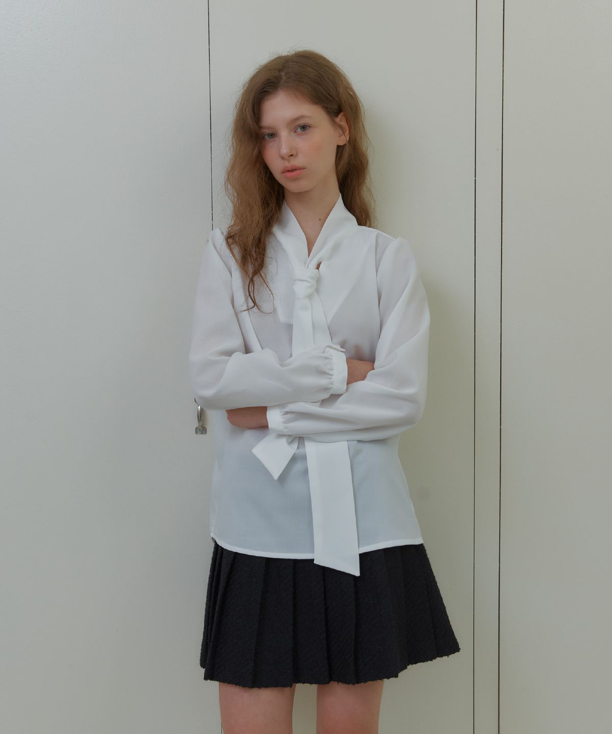 아노에틱(ANOETIC) ANC RIBBON TIE BLOUSE_WHITE