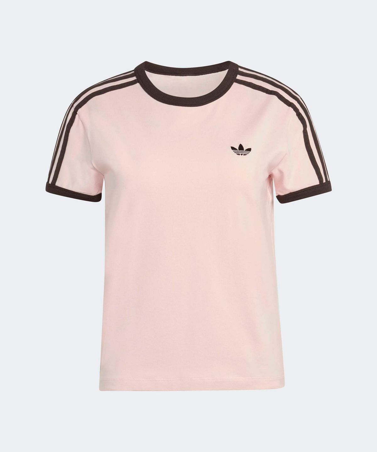 아디다스(ADIDAS) 3-스트라이프 슬림 티셔츠 - 샌디핑크:아우라커피 / KC9016
