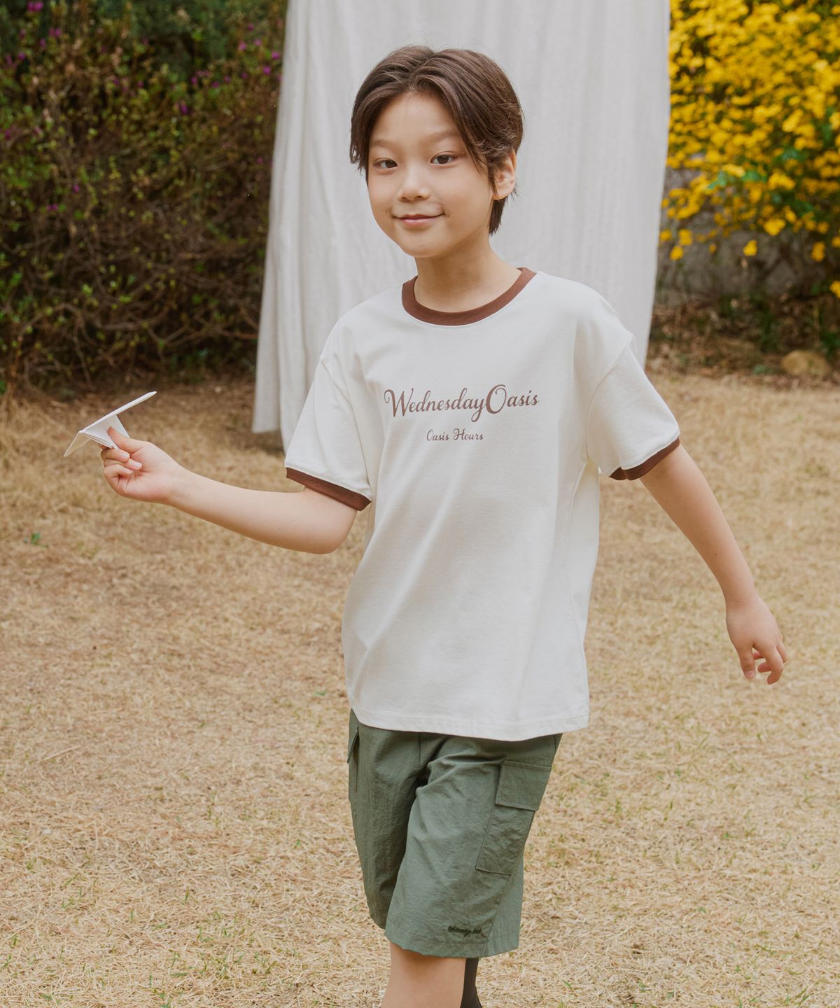 웬즈데이오아시스 키즈(WEDNESDAYOASIS KIDS) [Kids]오아시스 로고 링거 티셔츠_IVORY(WB6TP39)