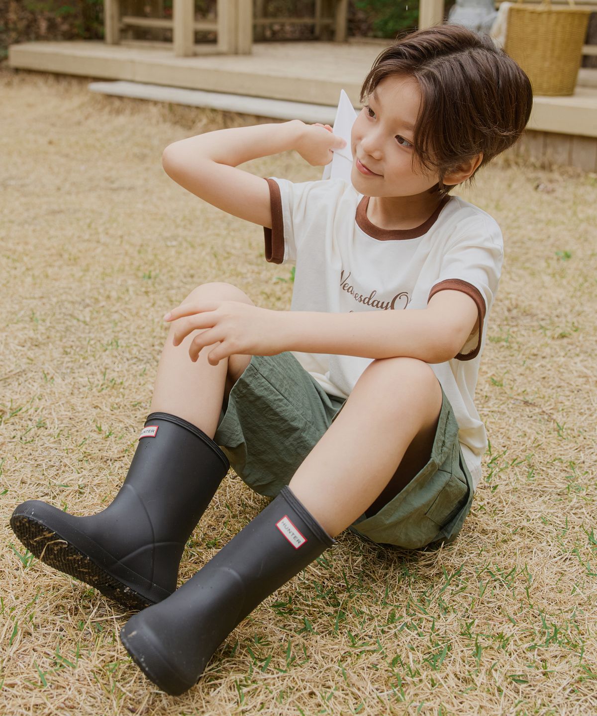 웬즈데이오아시스 키즈(WEDNESDAYOASIS KIDS) [Kids]오아시스 로고 링거 티셔츠_IVORY(WB6TP39)