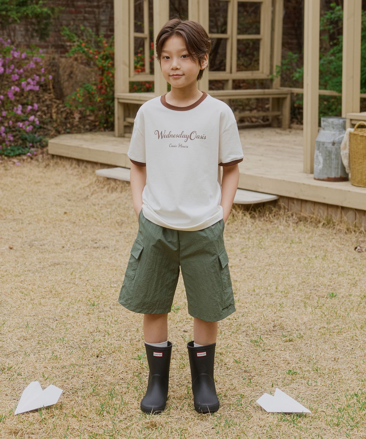 웬즈데이오아시스 키즈(WEDNESDAYOASIS KIDS) [Kids]오아시스 로고 링거 티셔츠_IVORY(WB6TP39)