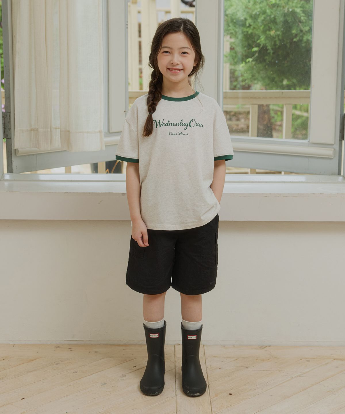 웬즈데이오아시스 키즈(WEDNESDAYOASIS KIDS) [Kids]오아시스 로고 링거 티셔츠_OATMEAL(WB6TP39)