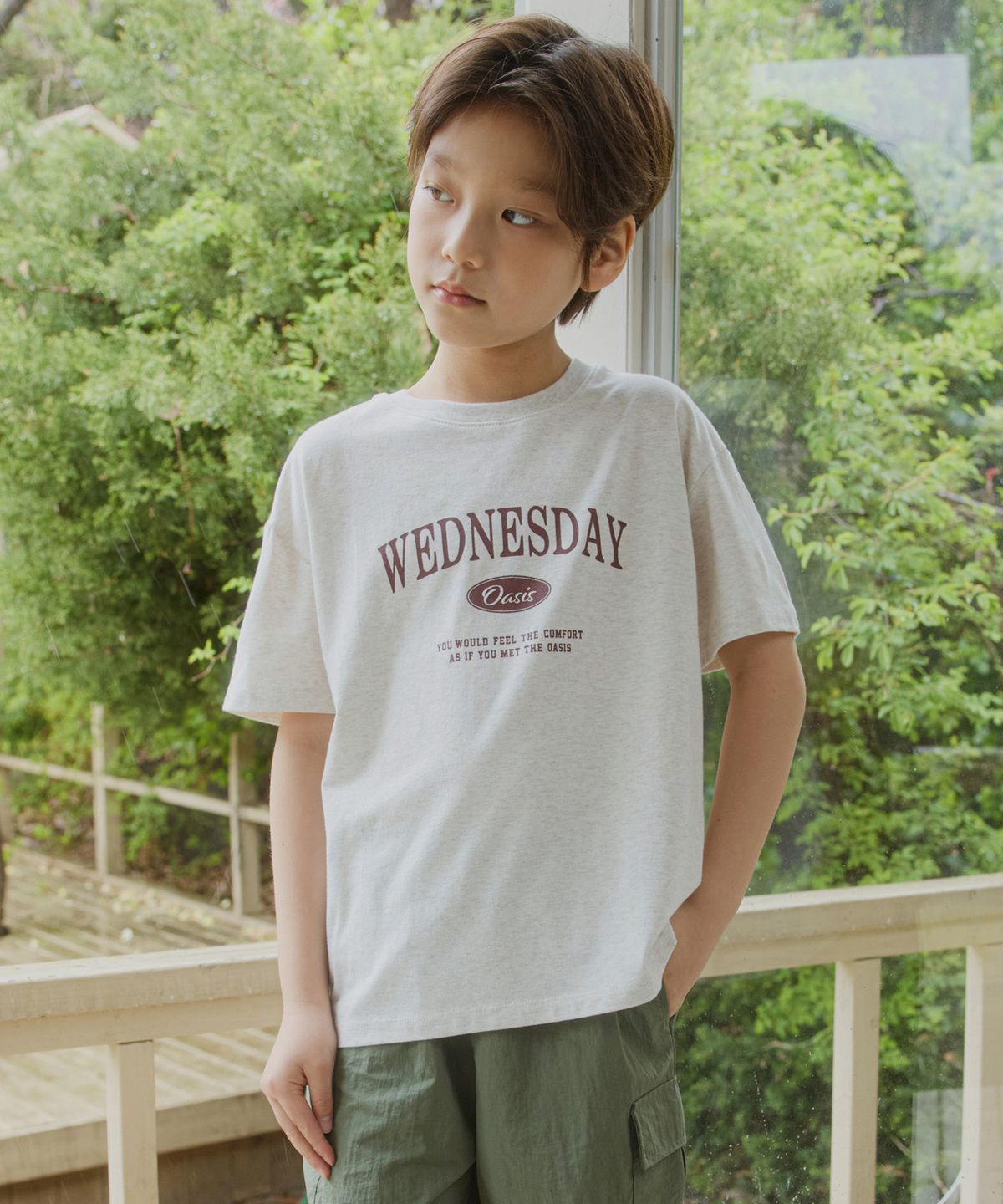 웬즈데이오아시스 키즈(WEDNESDAYOASIS KIDS) [Kids]시그니처 반팔 티셔츠_OATMEAL(WB6TP37)